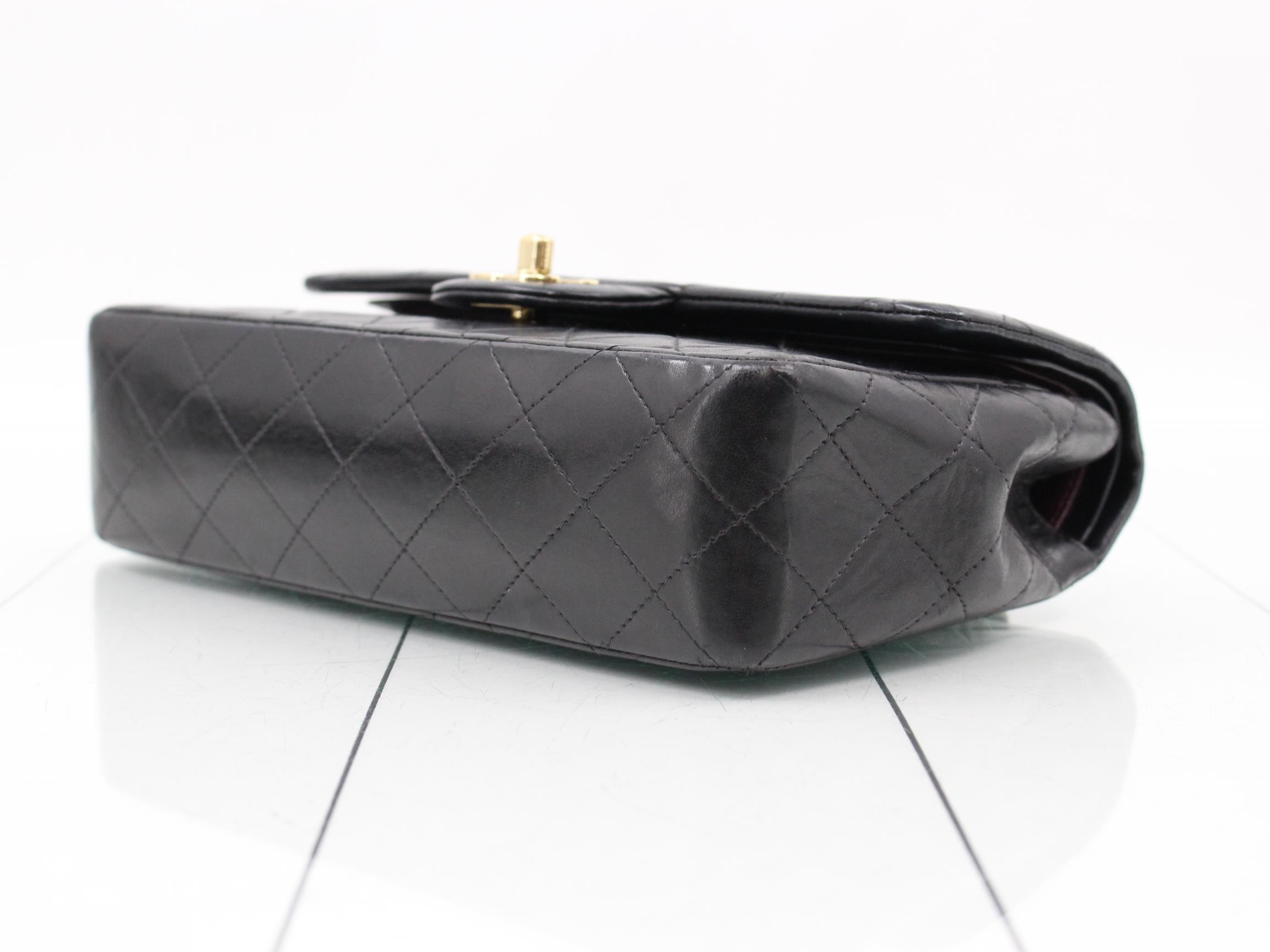 Matelassé 23 Double Chain Shoulder Bag, Double Flap, Lambskin, Black, Series 7, W23cm — view 6