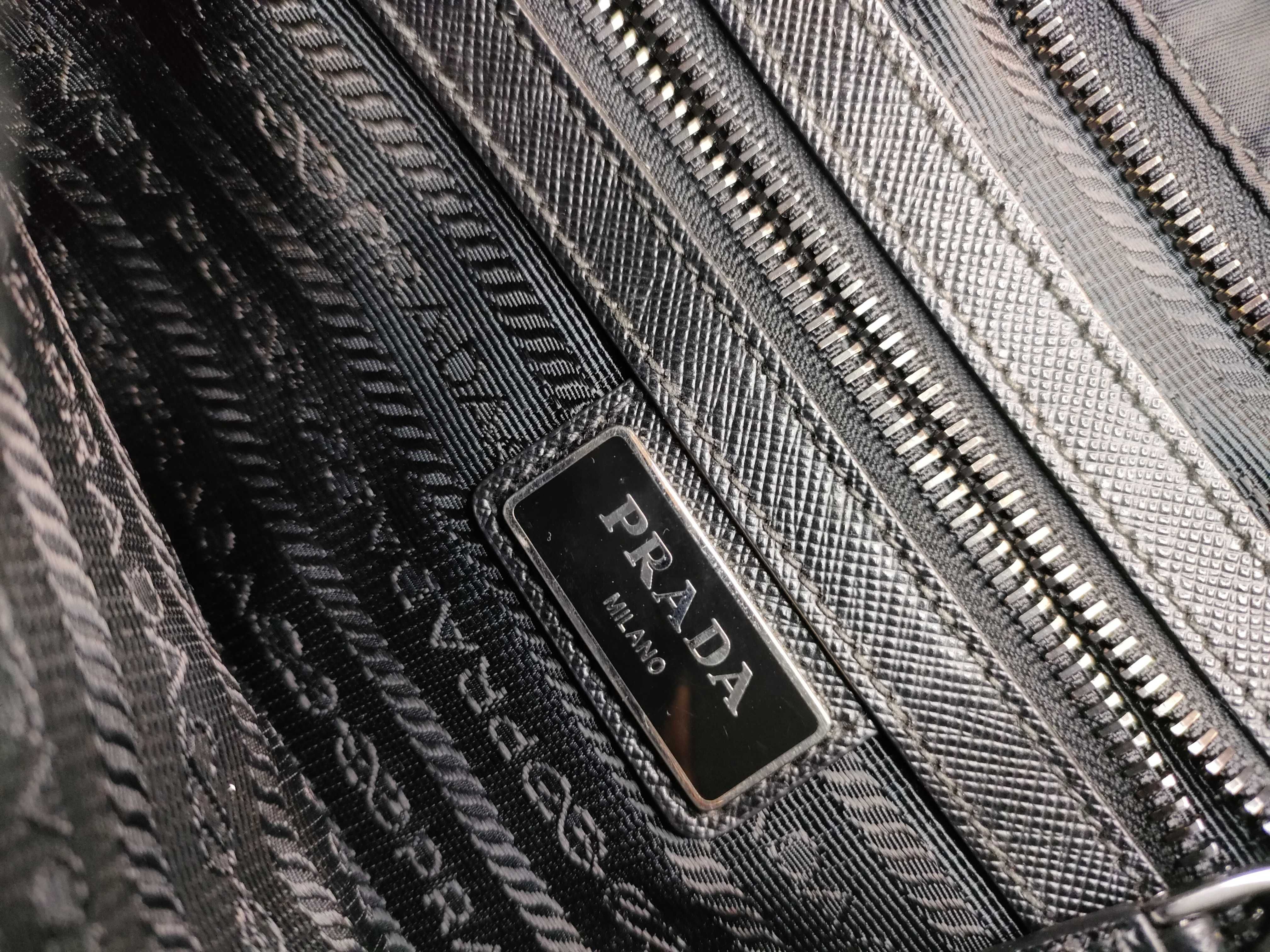 Nylon Prada Tessuto Nylon x Leather Shoulder Bag Black Shoulder Bag — view 11
