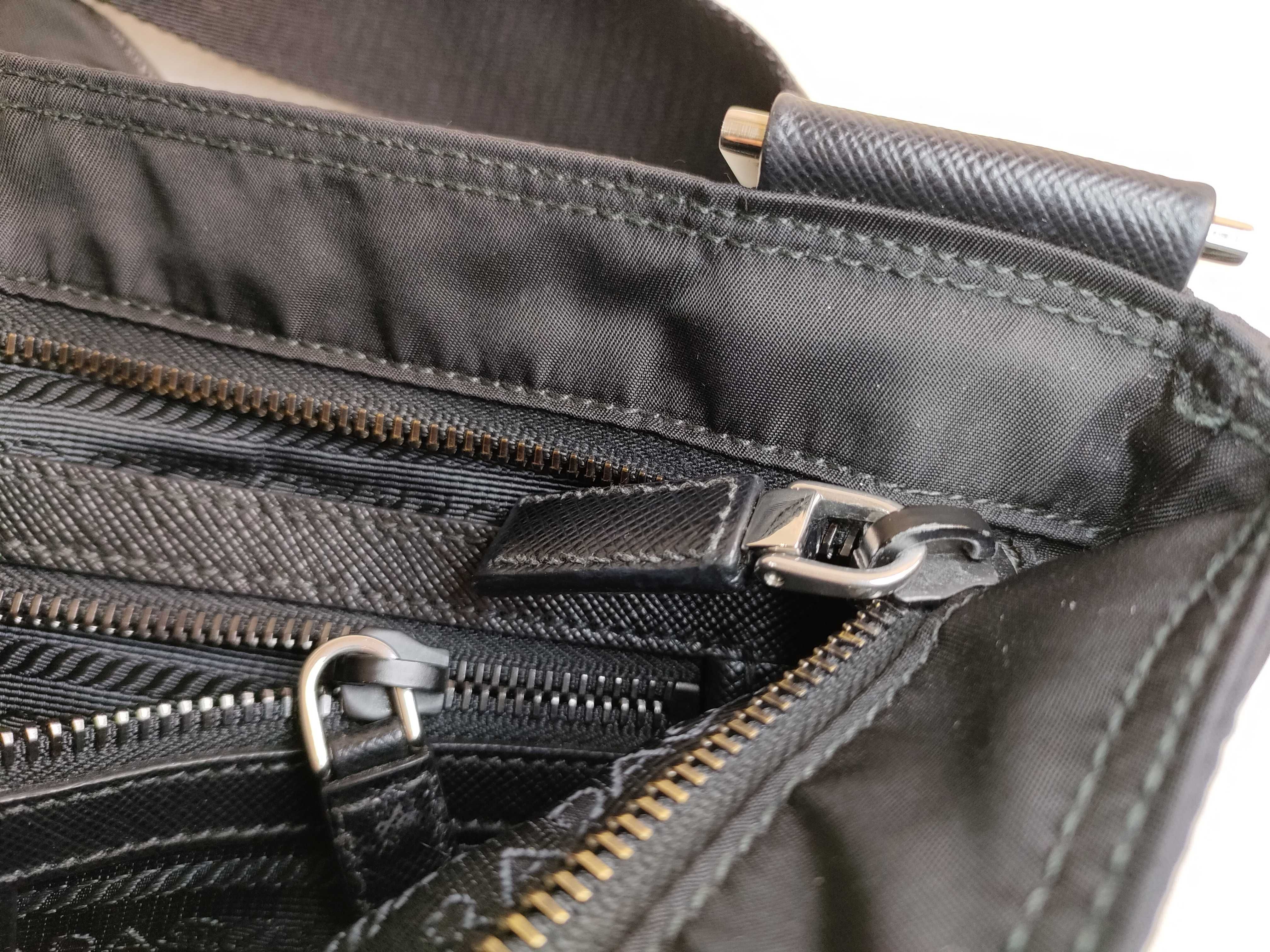 Nylon Prada Tessuto Nylon x Leather Shoulder Bag Black Shoulder Bag — view 13