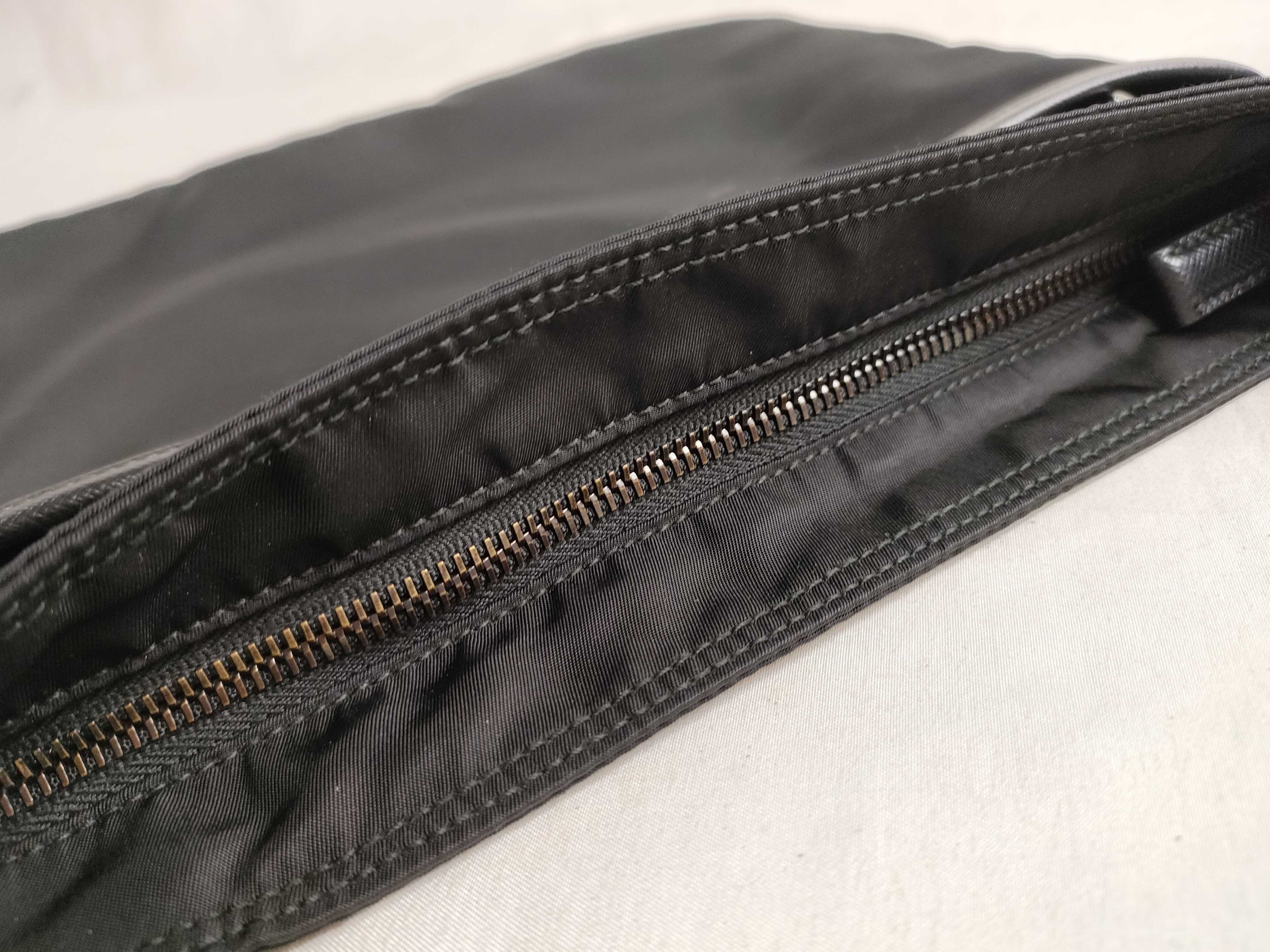 Nylon Prada Tessuto Nylon x Leather Shoulder Bag Black Shoulder Bag — view 8
