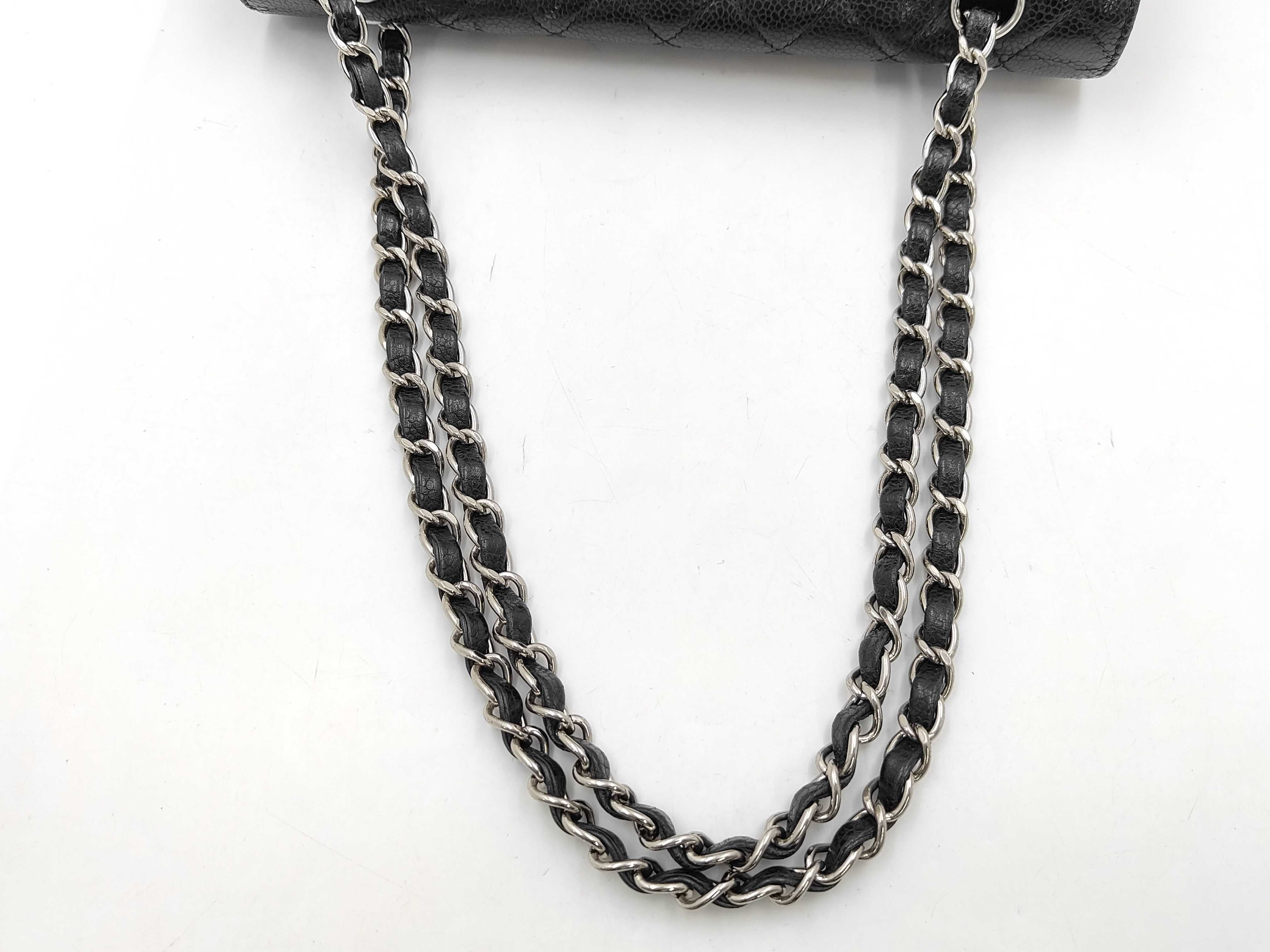 Matelassé Chain Shoulder Bag, Silver Hardware, Caviar Leather, Black Shoulder Bag — view 3
