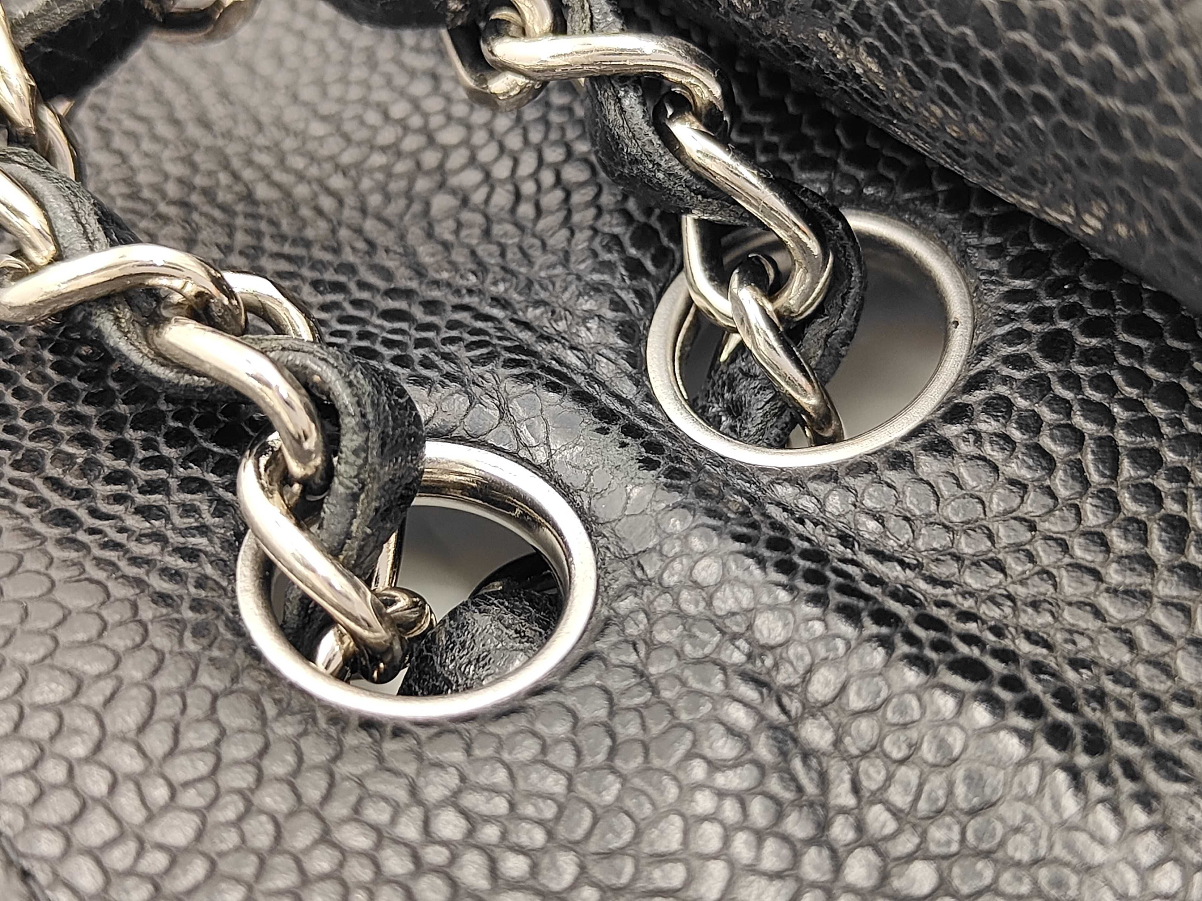 Matelassé Chain Shoulder Bag, Silver Hardware, Caviar Leather, Black Shoulder Bag — view 5