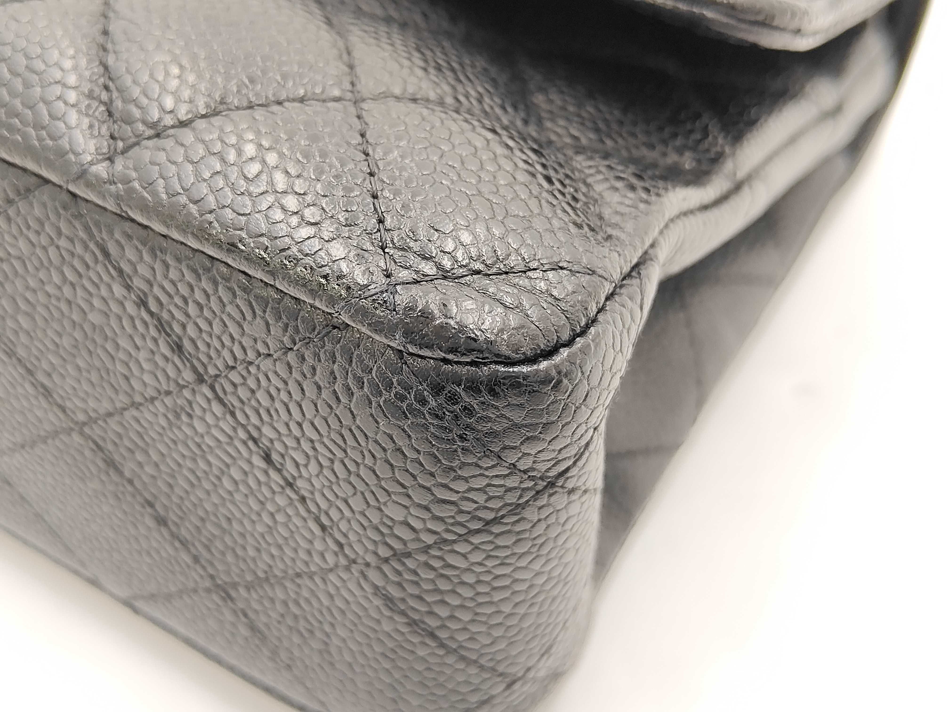 Matelassé Chain Shoulder Bag, Silver Hardware, Caviar Leather, Black Shoulder Bag — view 6