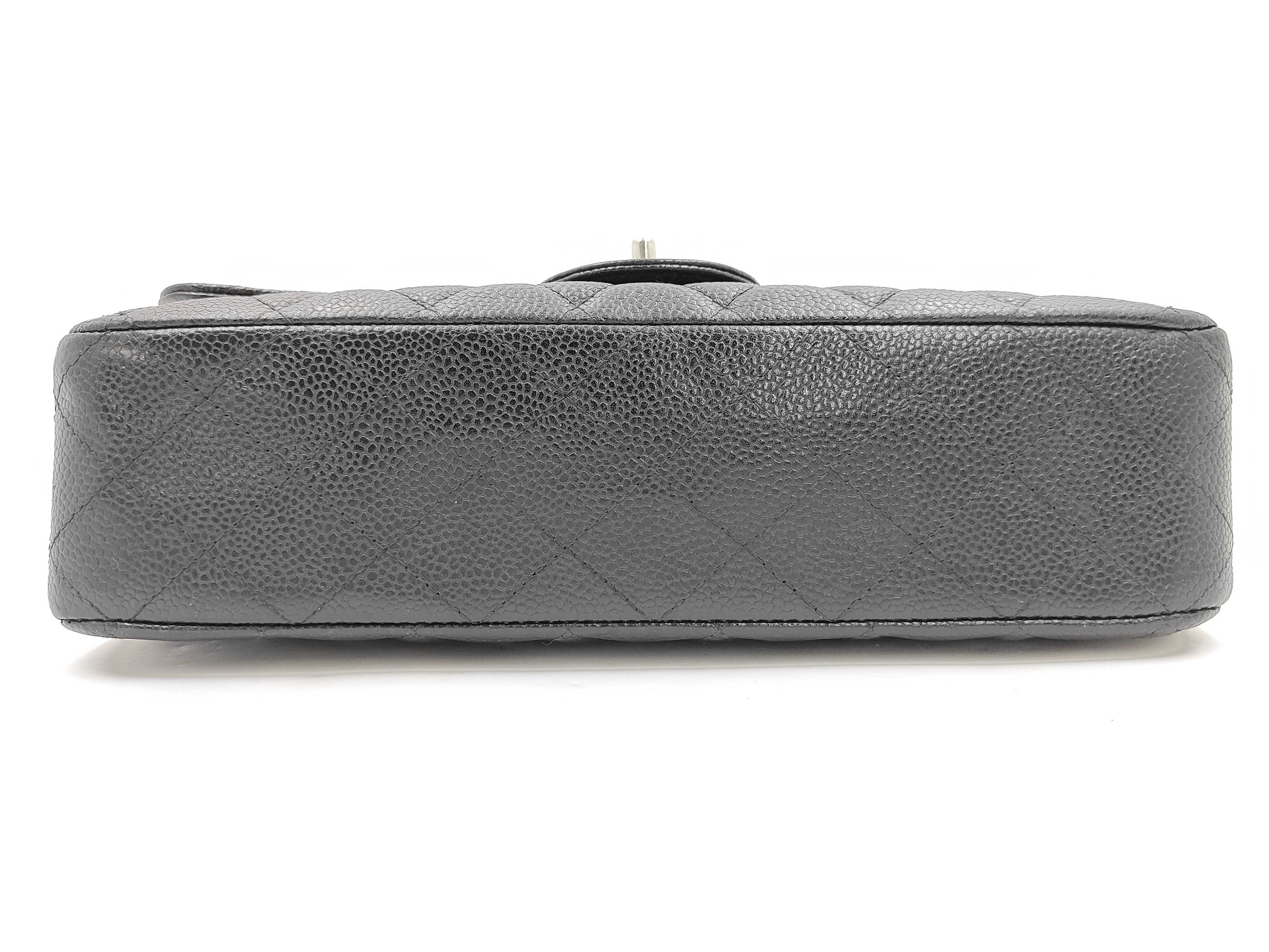 Matelassé Chain Shoulder Bag, Silver Hardware, Caviar Leather, Black Shoulder Bag — view 7