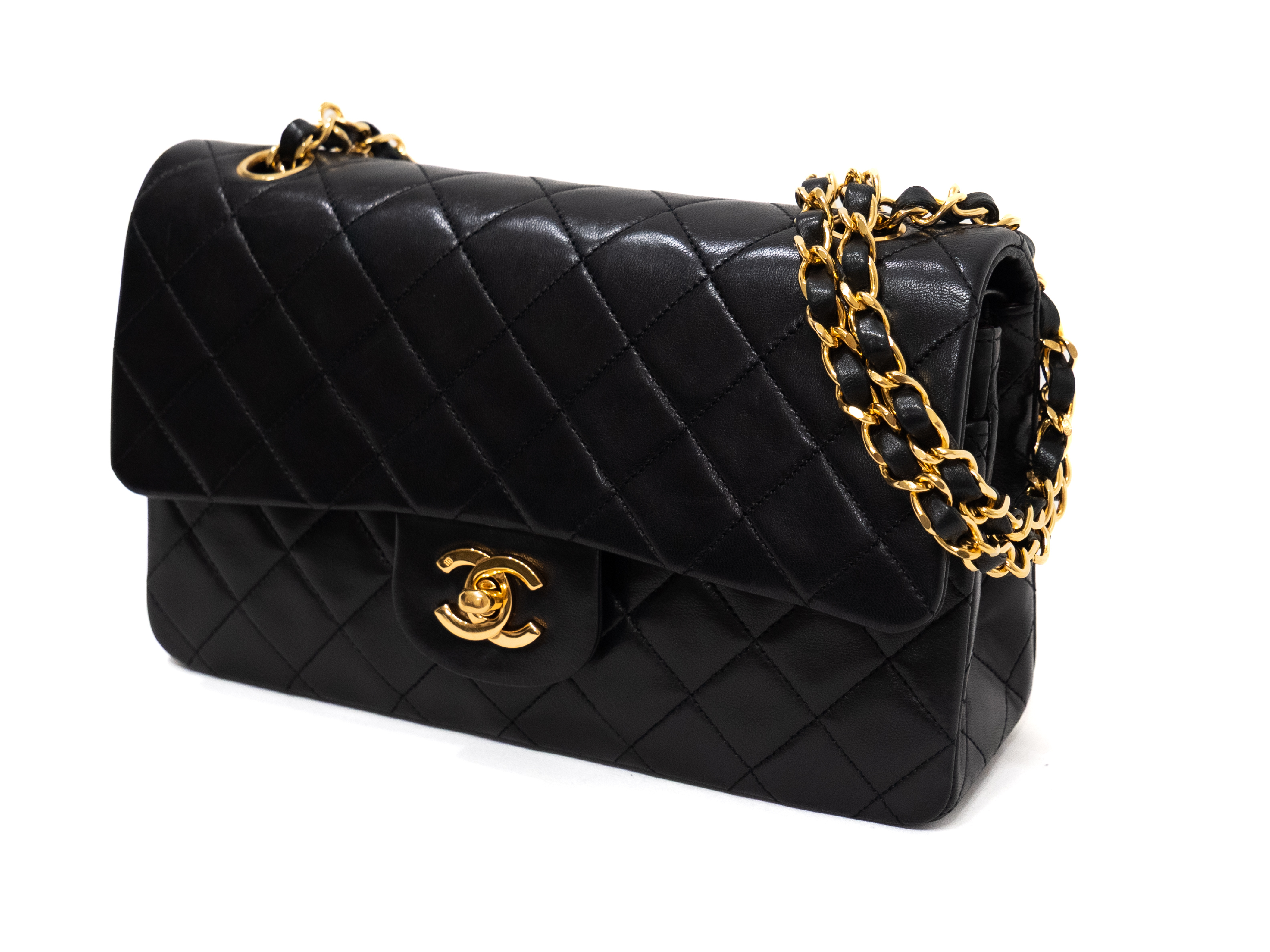 Matelassé 23 Seal Lambskin Black Double Flap Shoulder Bag — view 2