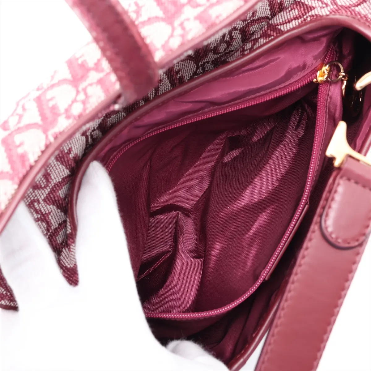 Trotter Saddle Canvas x Leather Handbag, Pink — view 8