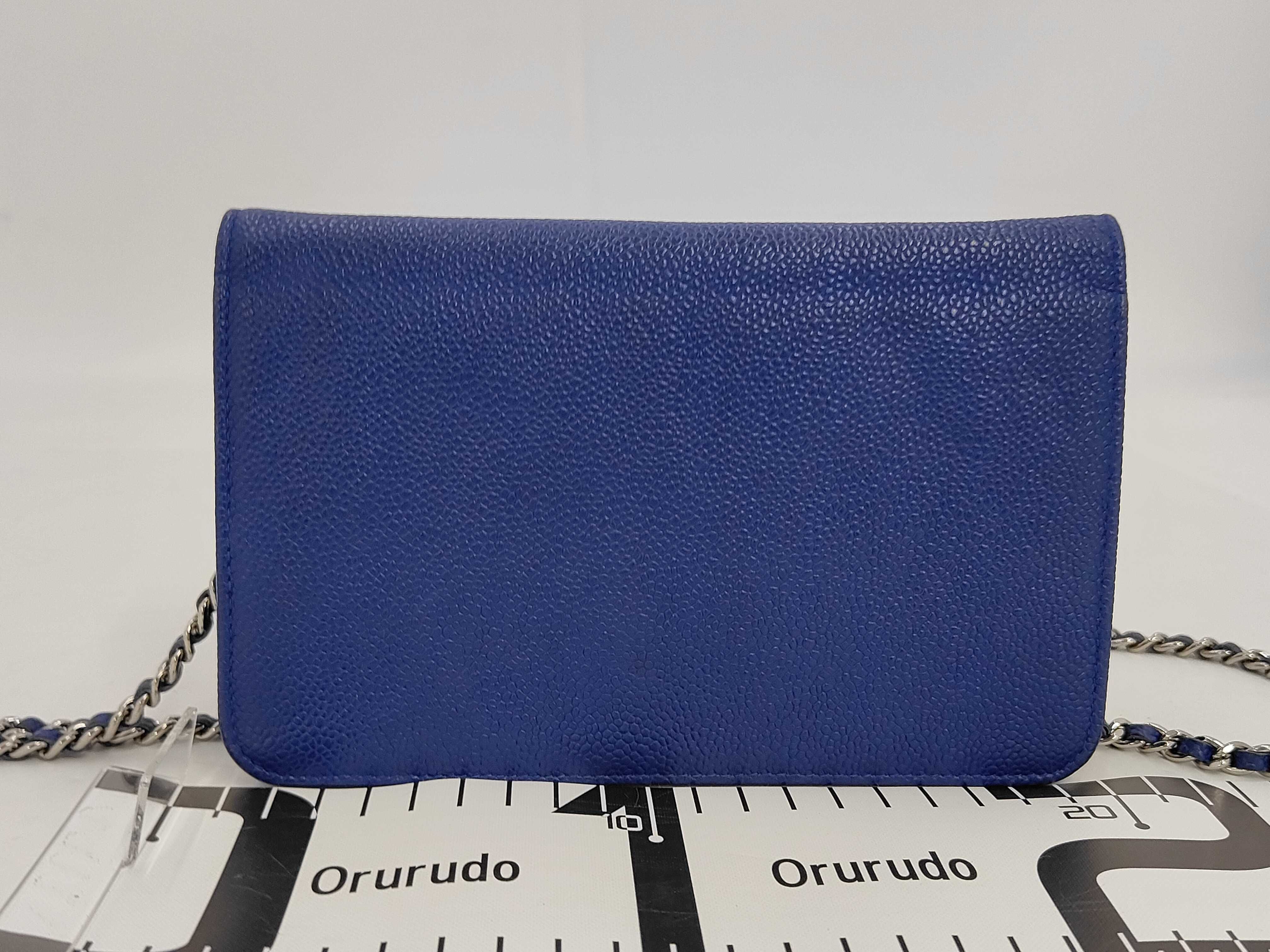 Coco Mark Caviar Skin Chain Wallet Blue (Serial Number 17) Shoulder Bag — view 2