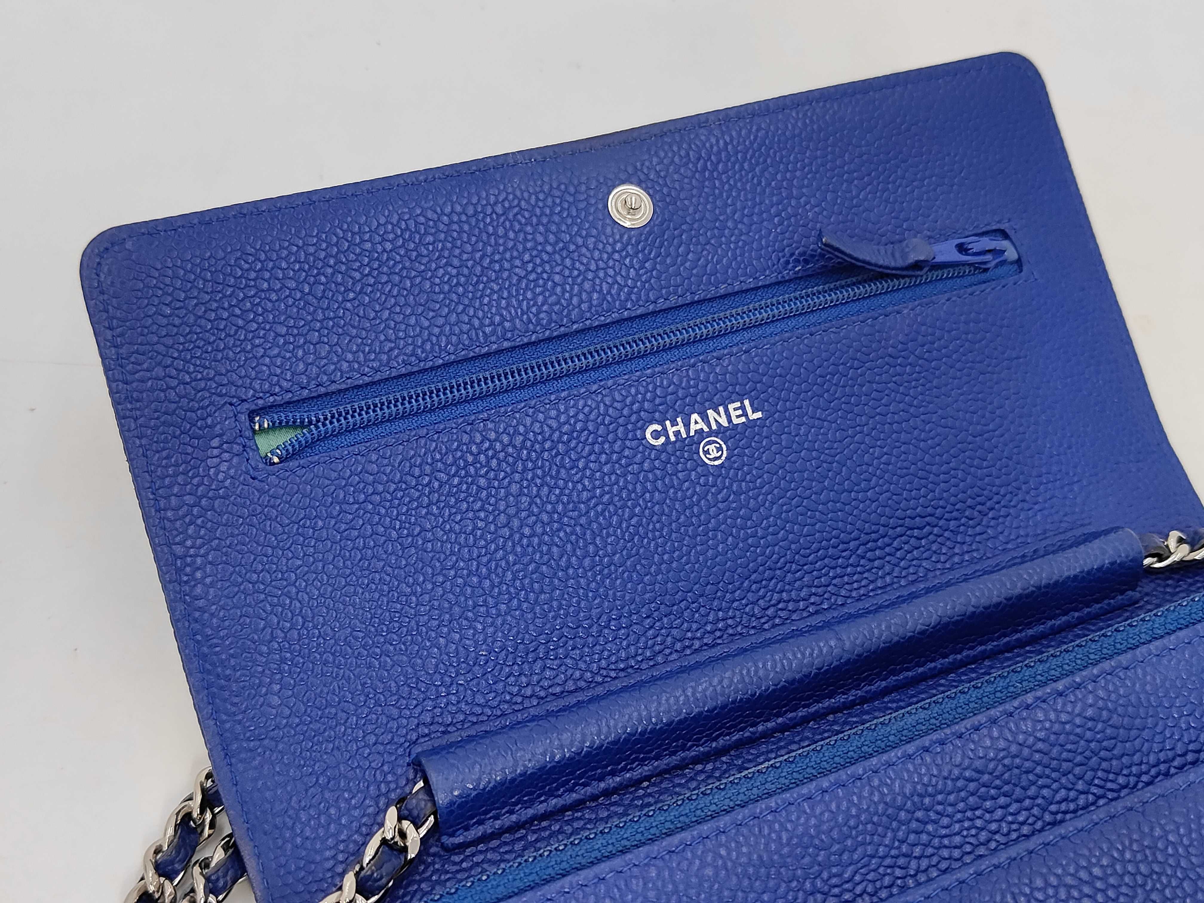 Coco Mark Caviar Skin Chain Wallet Blue (Serial Number 17) Shoulder Bag — view 11