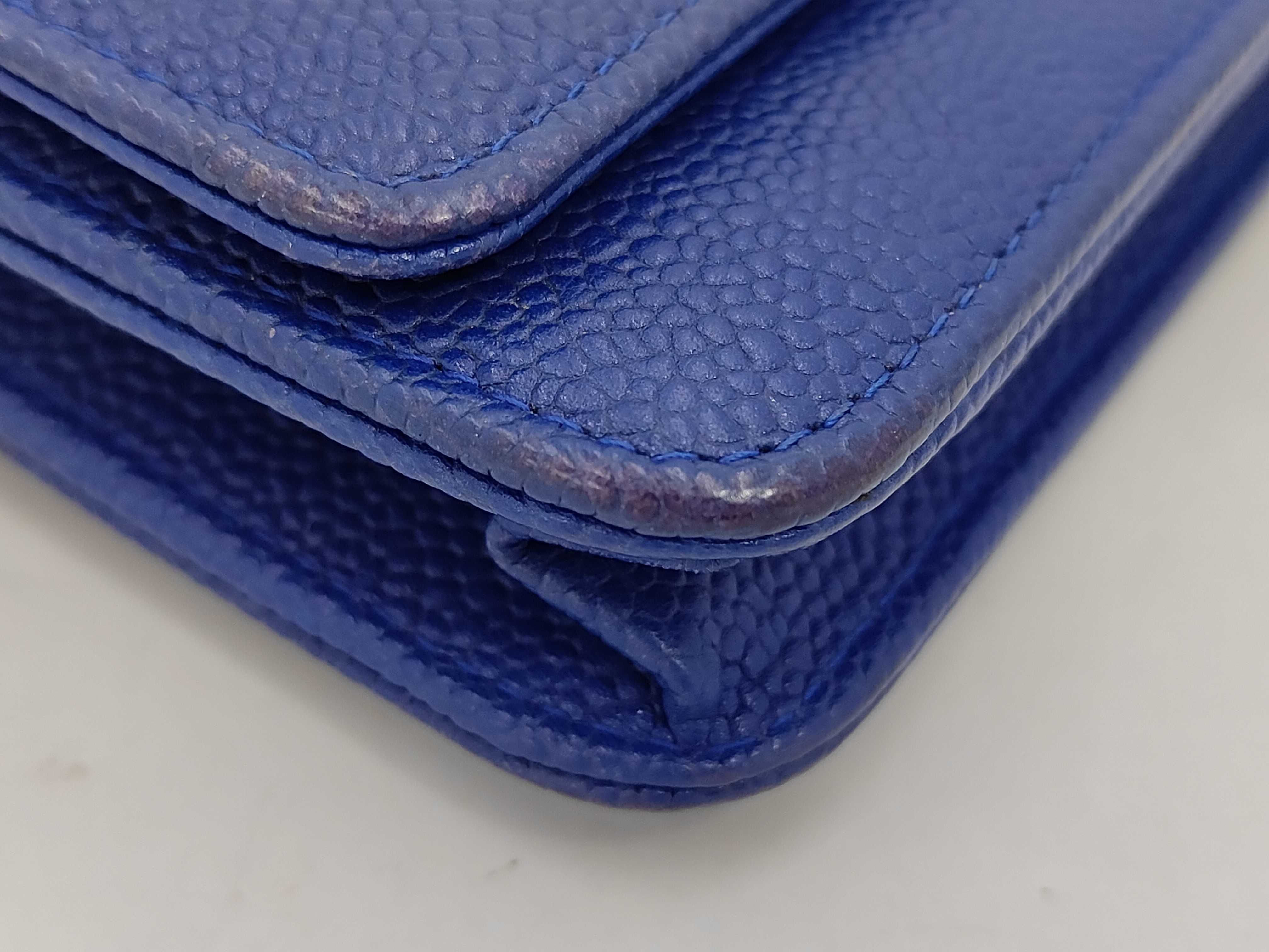Coco Mark Caviar Skin Chain Wallet Blue (Serial Number 17) Shoulder Bag — view 3