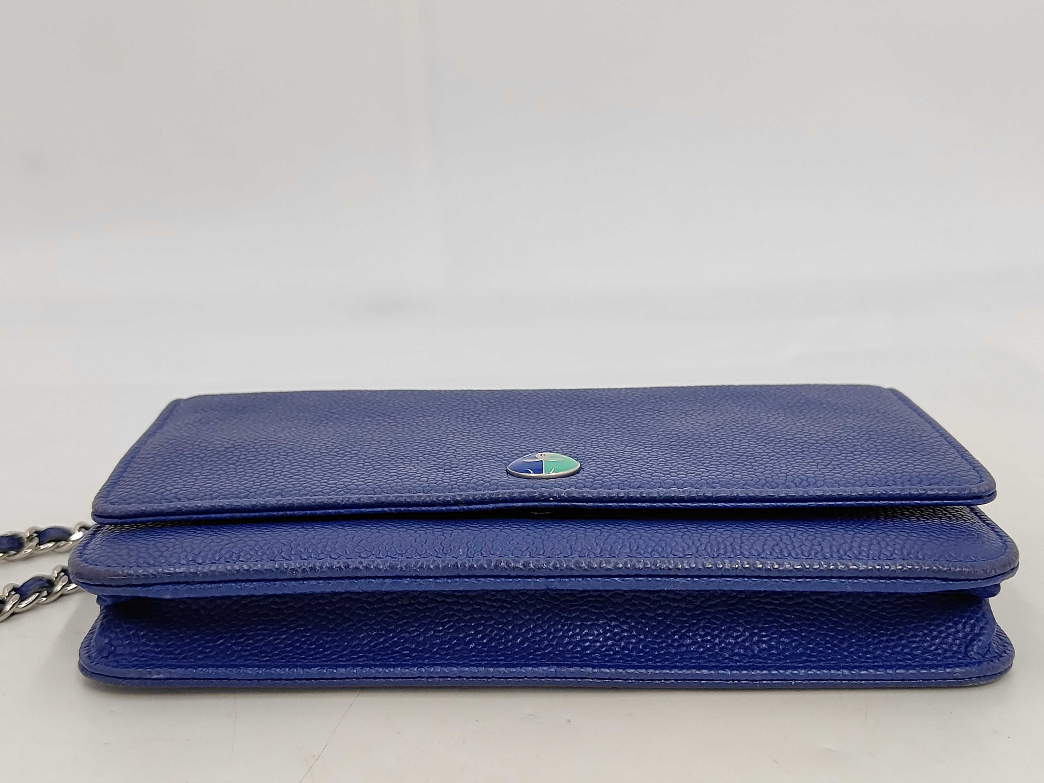 Coco Mark Caviar Skin Chain Wallet Blue (Serial Number 17) Shoulder Bag — view 4