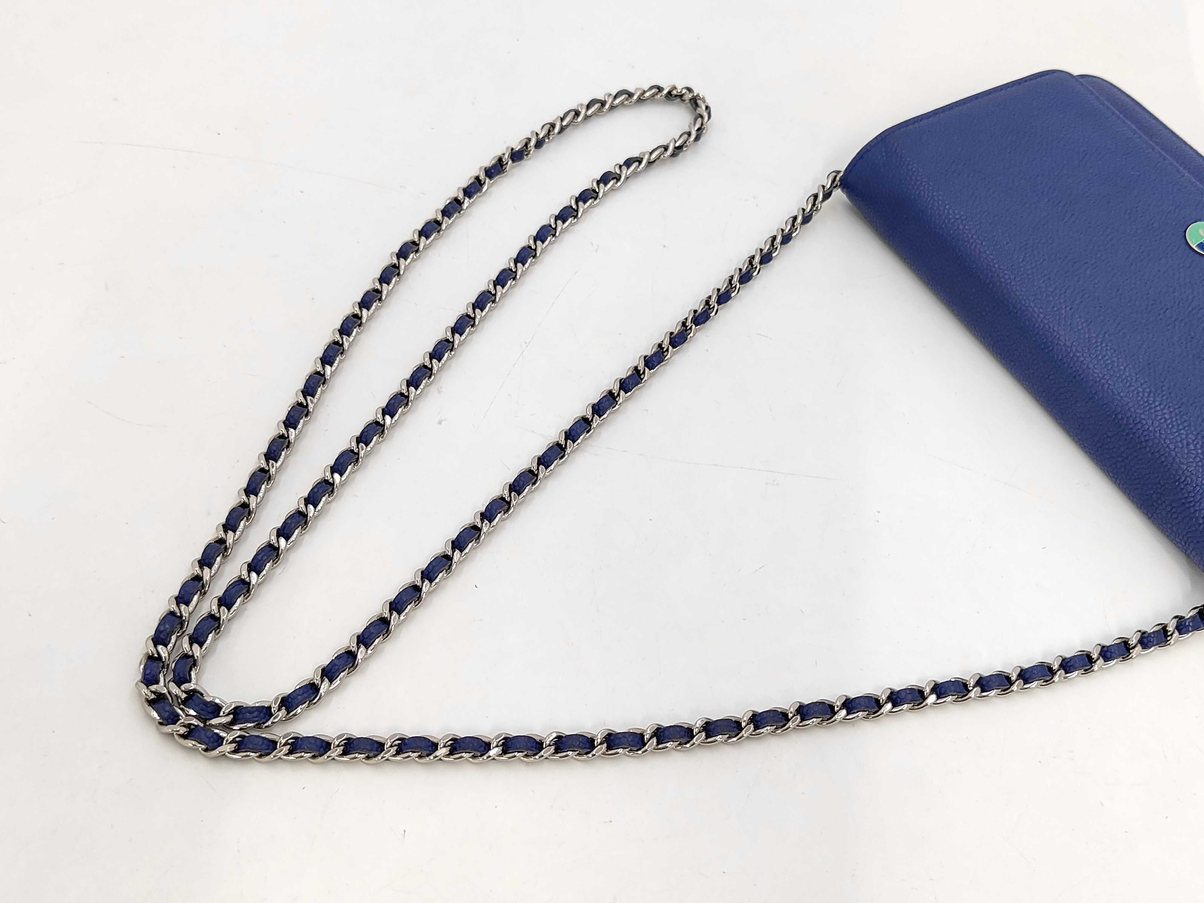 Coco Mark Caviar Skin Chain Wallet Blue (Serial Number 17) Shoulder Bag — view 5