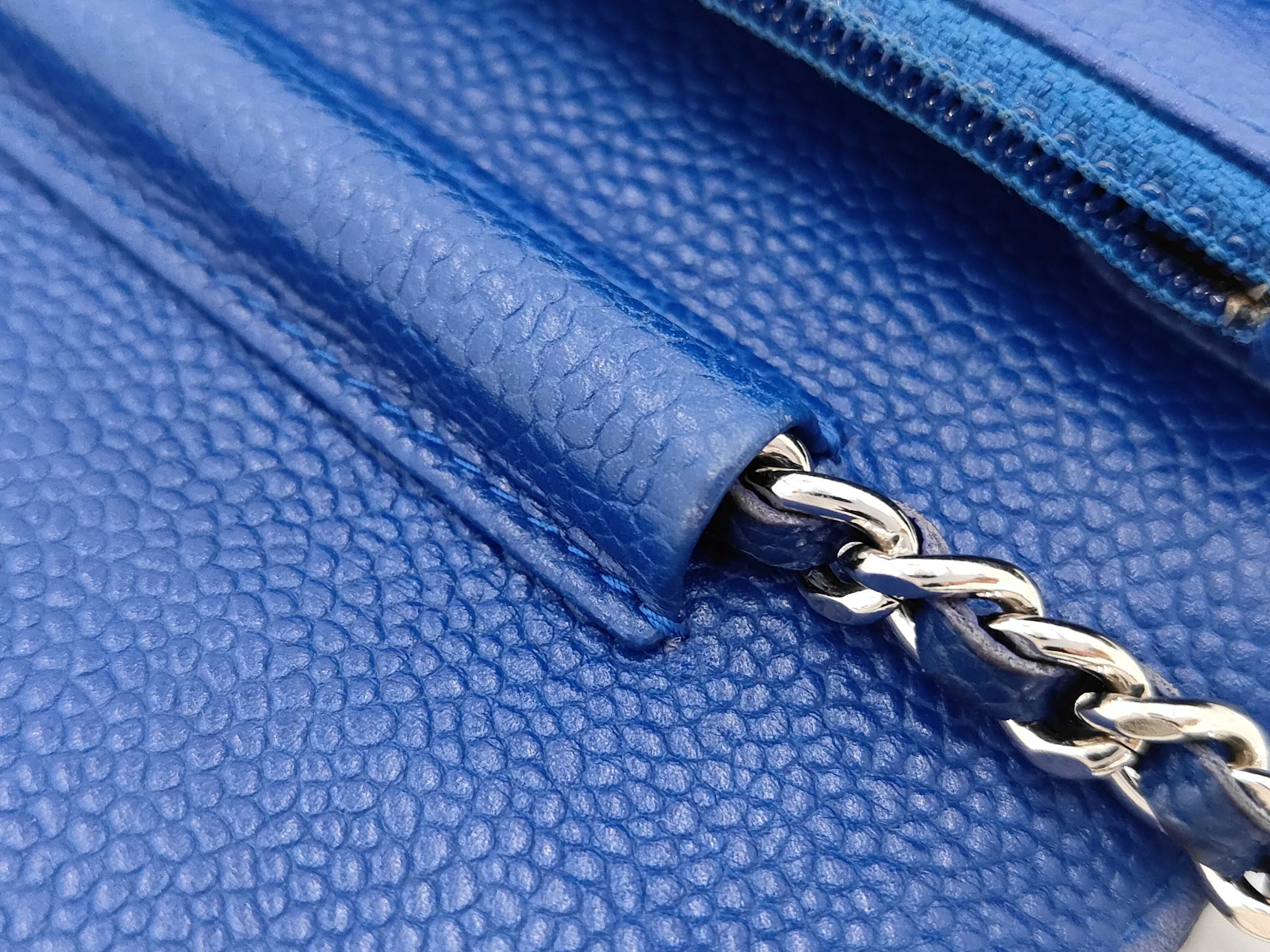 Coco Mark Caviar Skin Chain Wallet Blue (Serial Number 17) Shoulder Bag — view 7