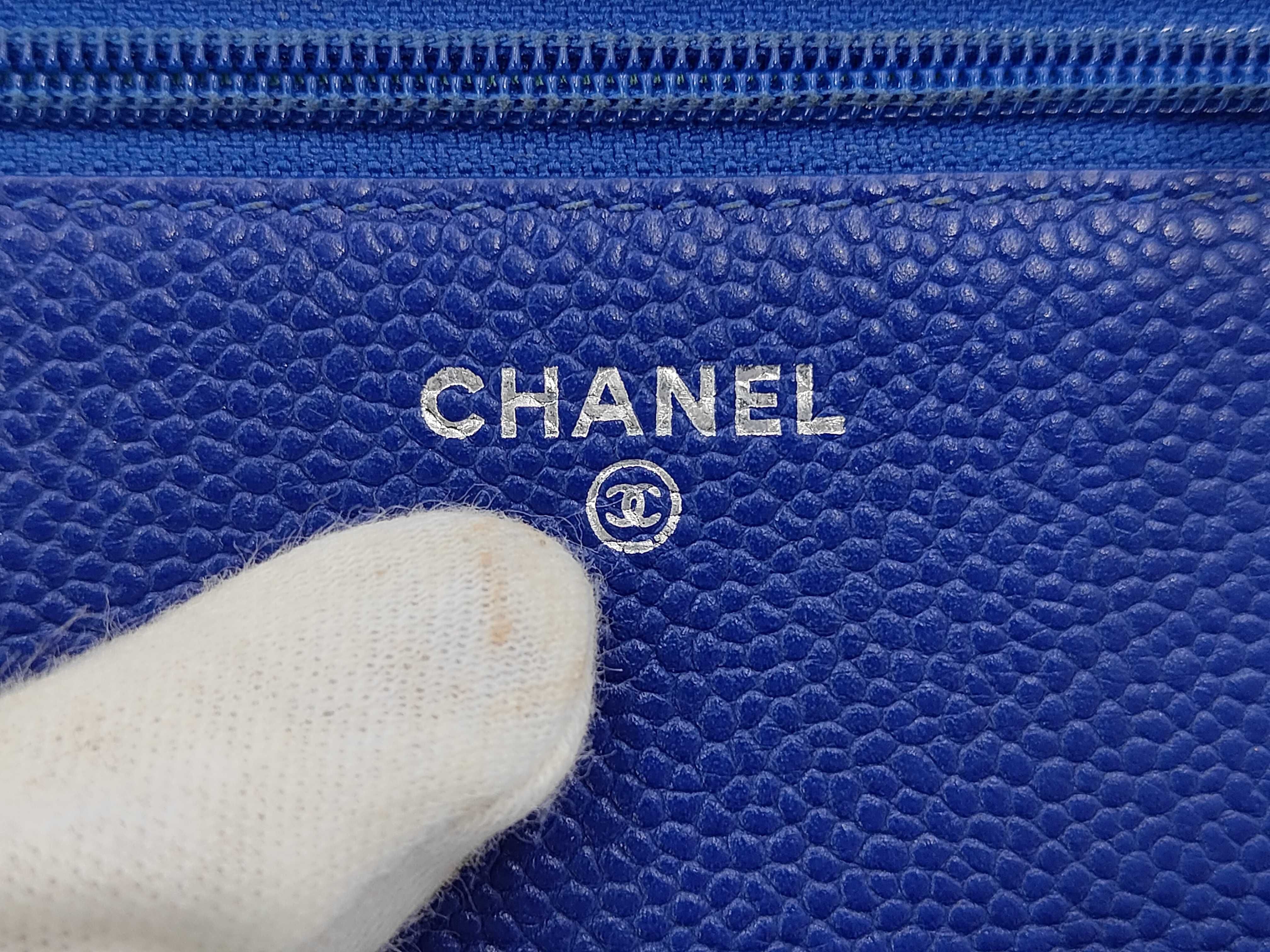 Coco Mark Caviar Skin Chain Wallet Blue (Serial Number 17) Shoulder Bag — view 9