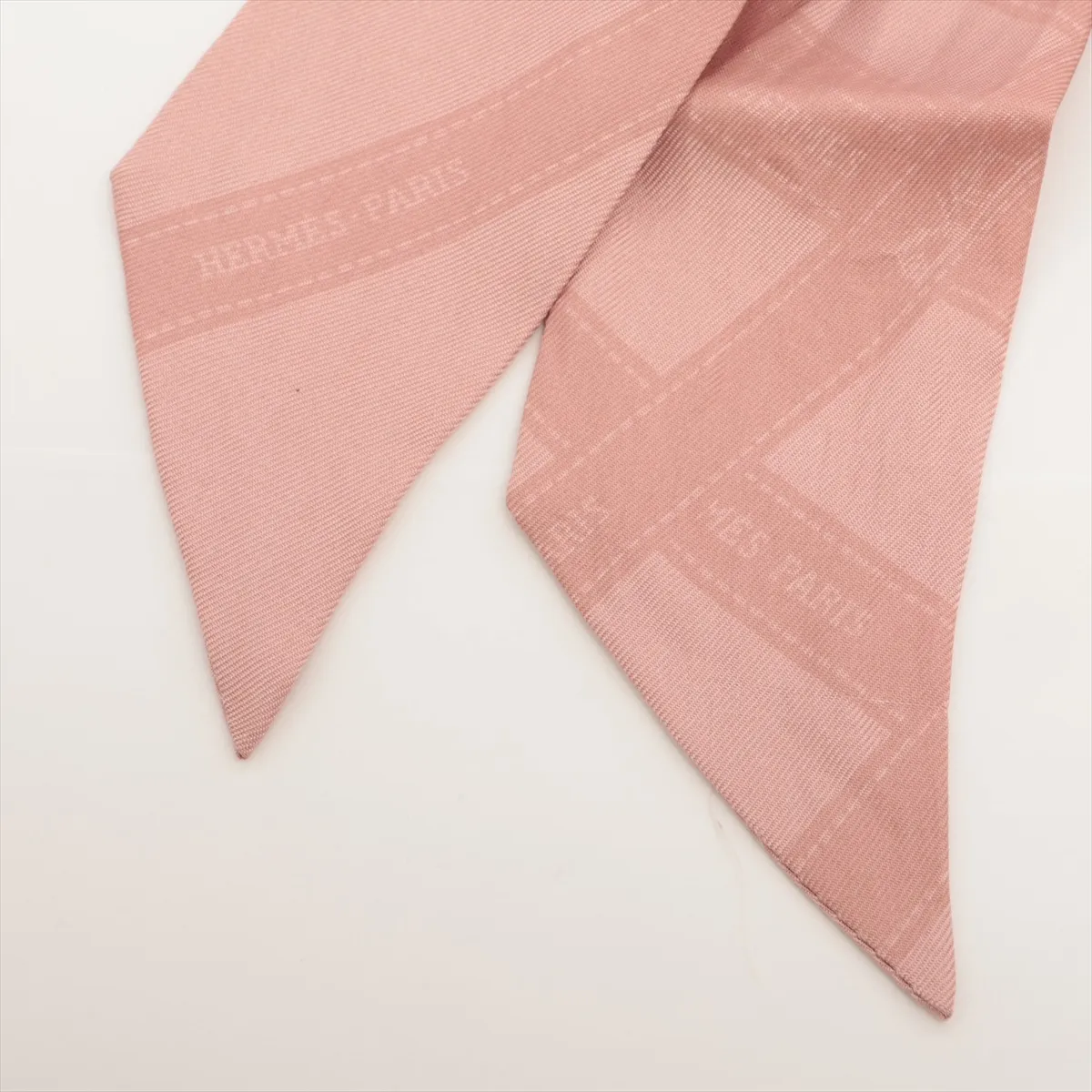 Twilly Bolduc Ribbon Scarf, Silk, Pink. Shows signs of wear, — view 2