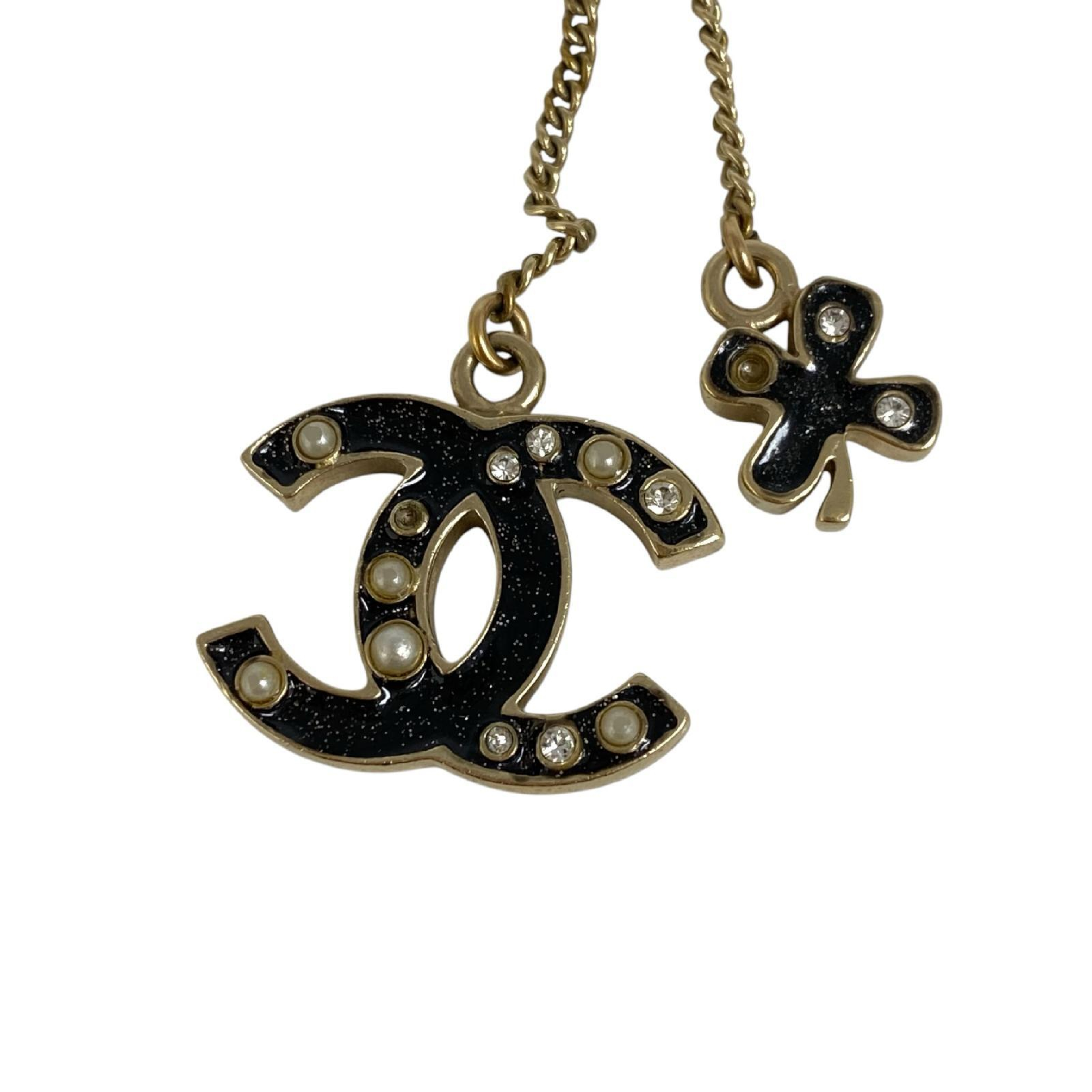 【*Shipped from: Hong Kong*】CHANEL ( ) Black Gold Color Metal Coco Mark Clover 07A Necklace — view 6