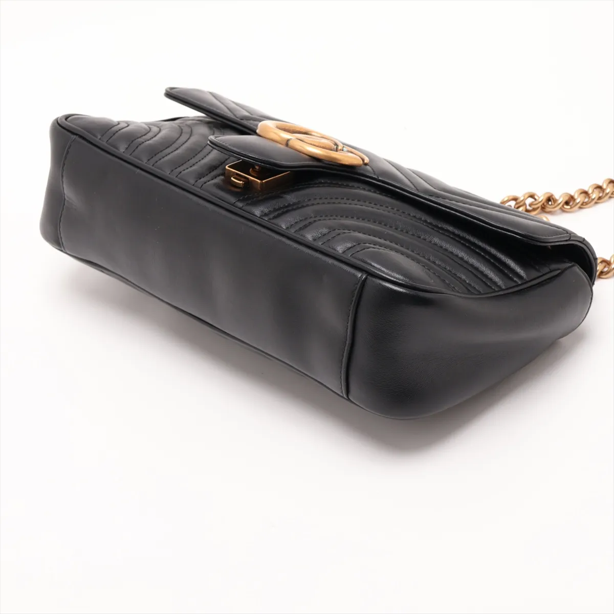 GG Marmont Leather Chain Shoulder Bag, Black, 443497 — view 3