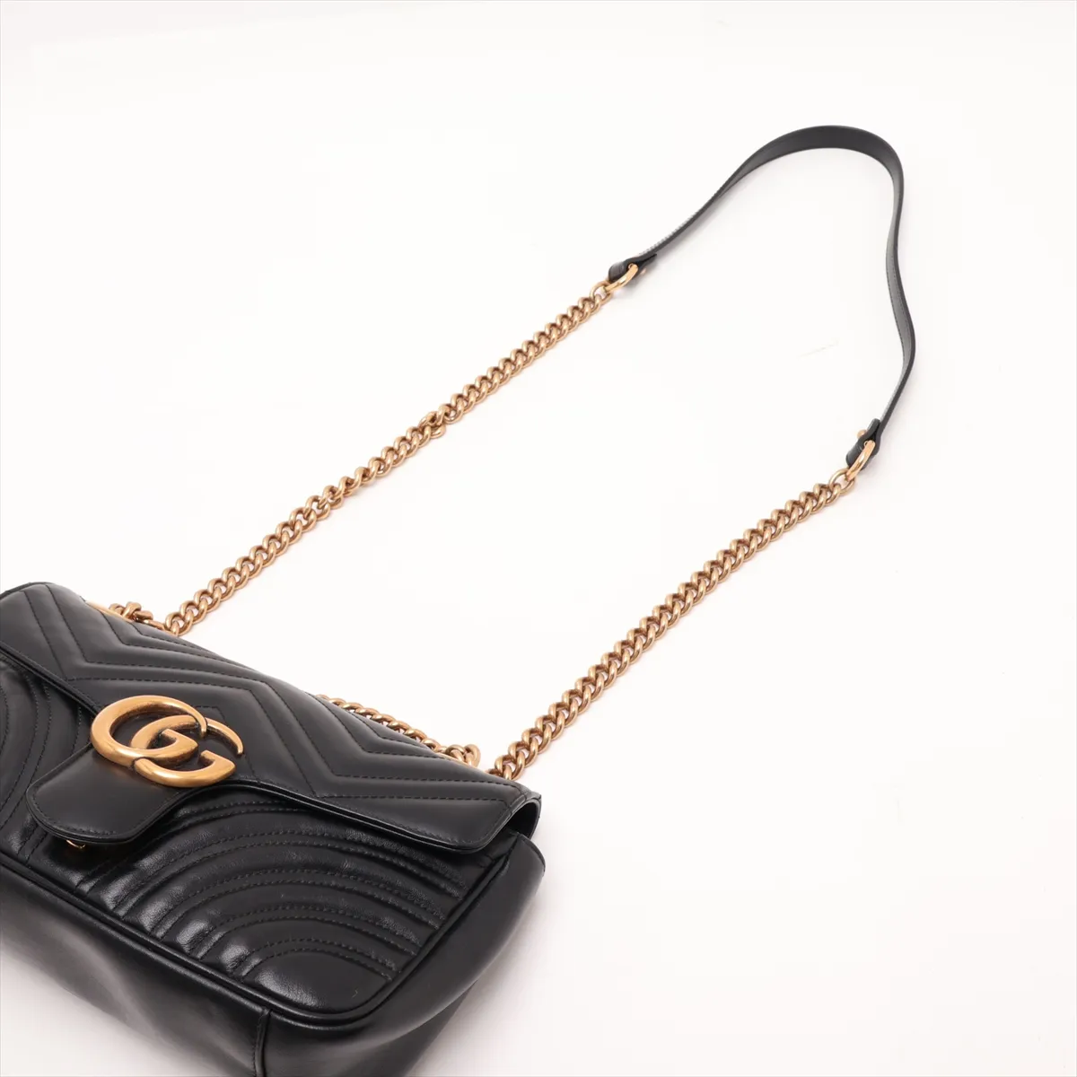 GG Marmont Leather Chain Shoulder Bag, Black, 443497 — view 5