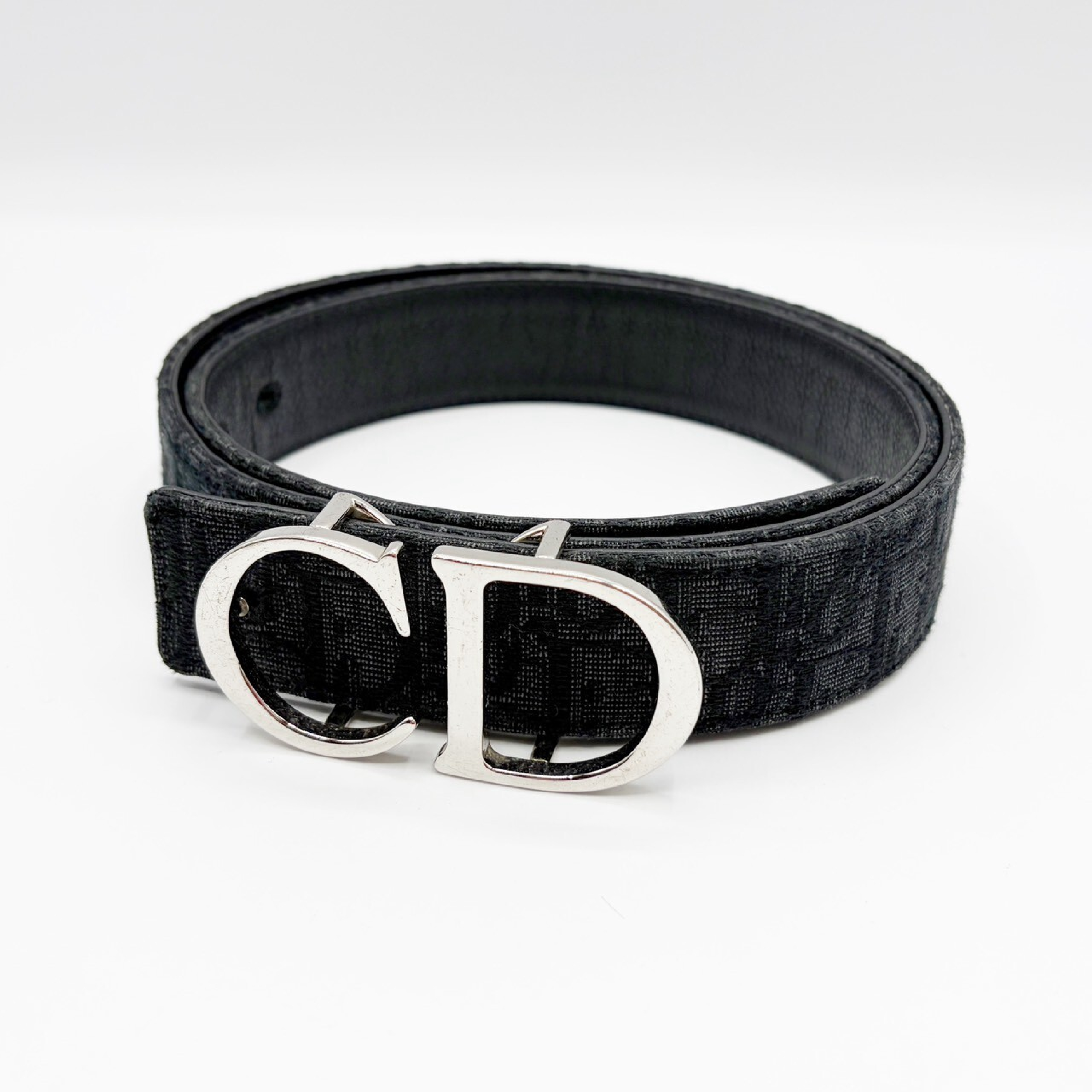 Oblique Jacquard Belt with CD Logo and Silver Buckle — view 2