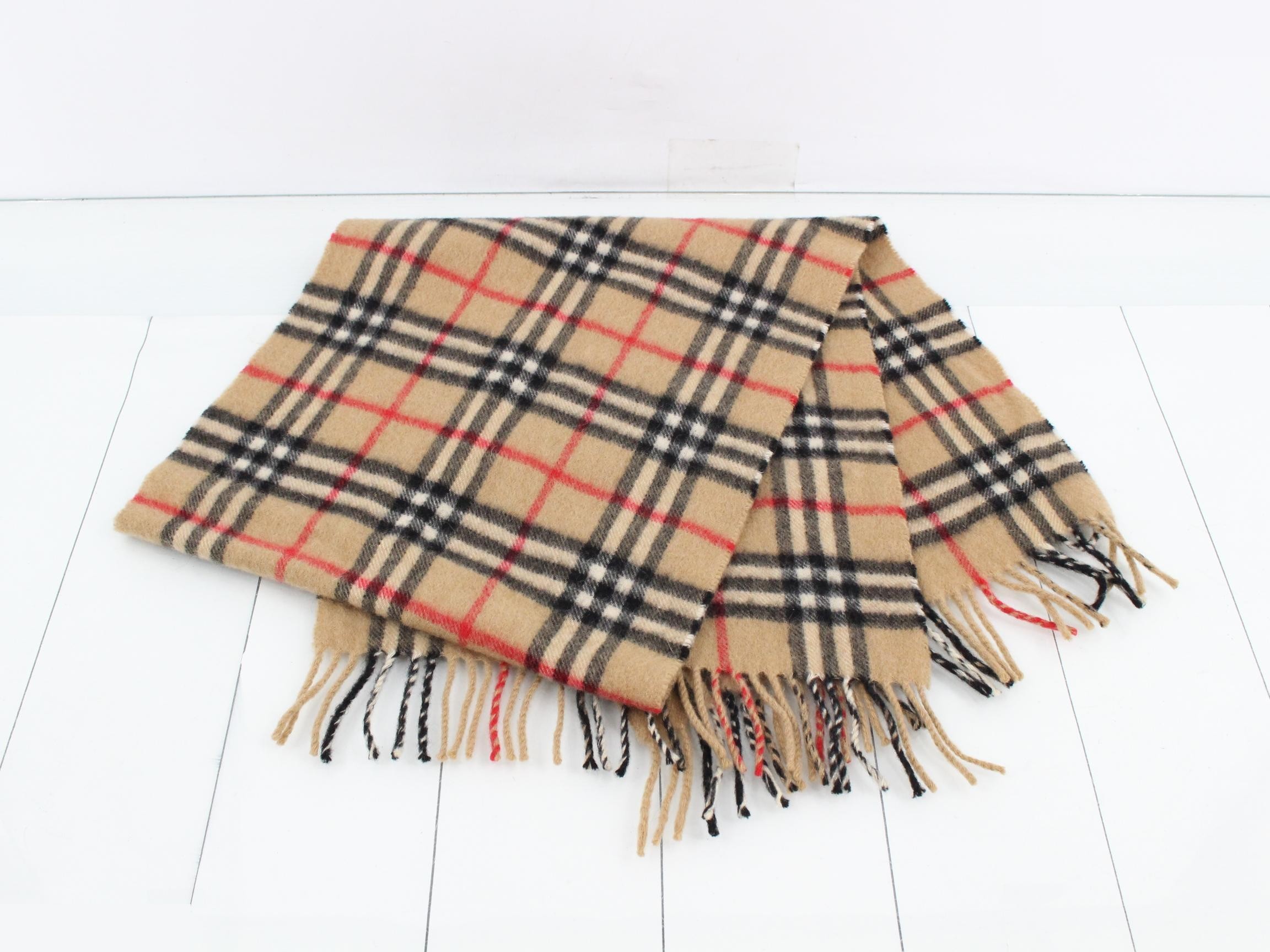 100% Cashmere Scarf, Brown, Nova Check Pattern — view 3