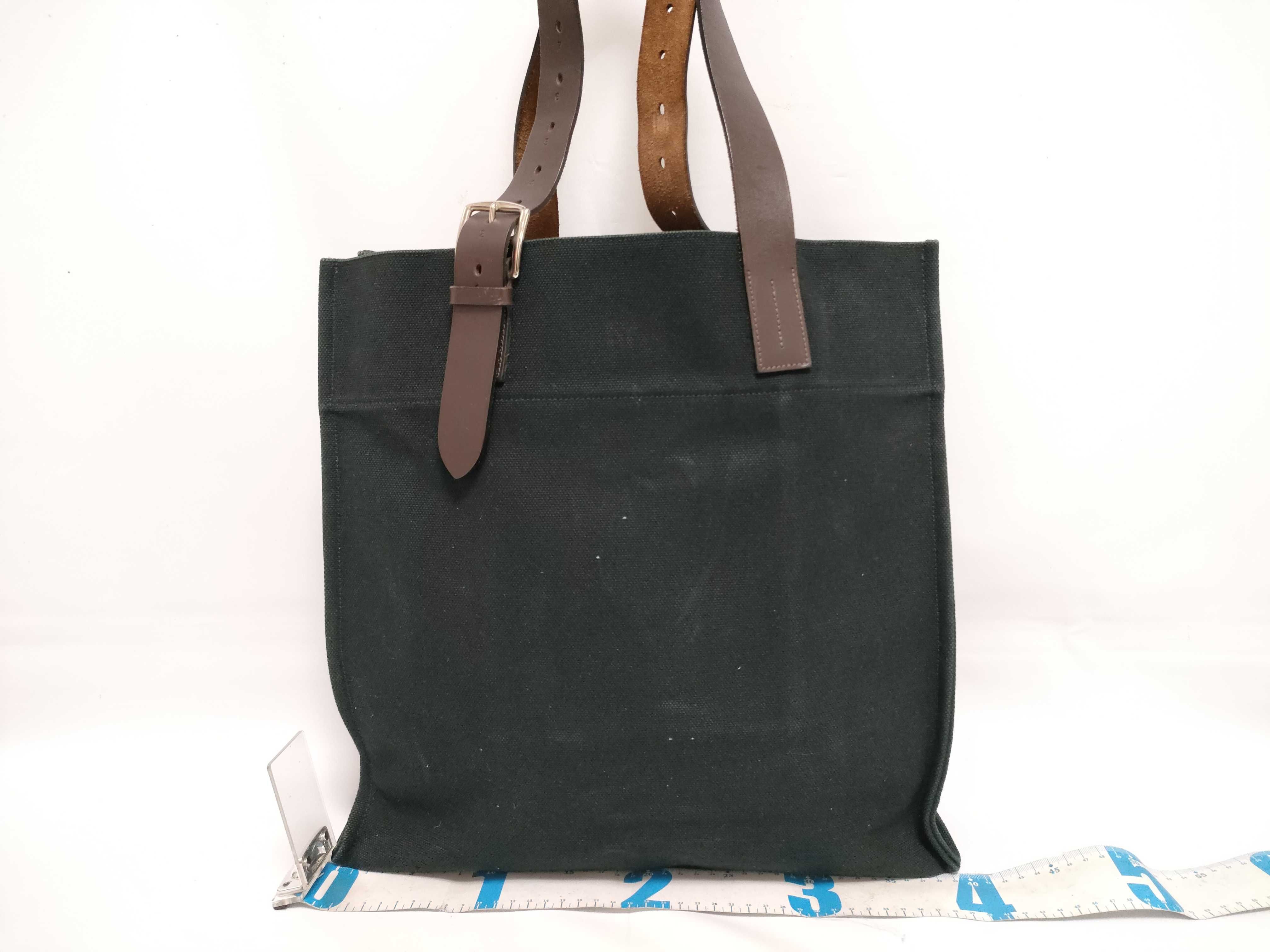 Etrivière Shopping Tote Bag / Black / Canvas / O Stamp — view 2