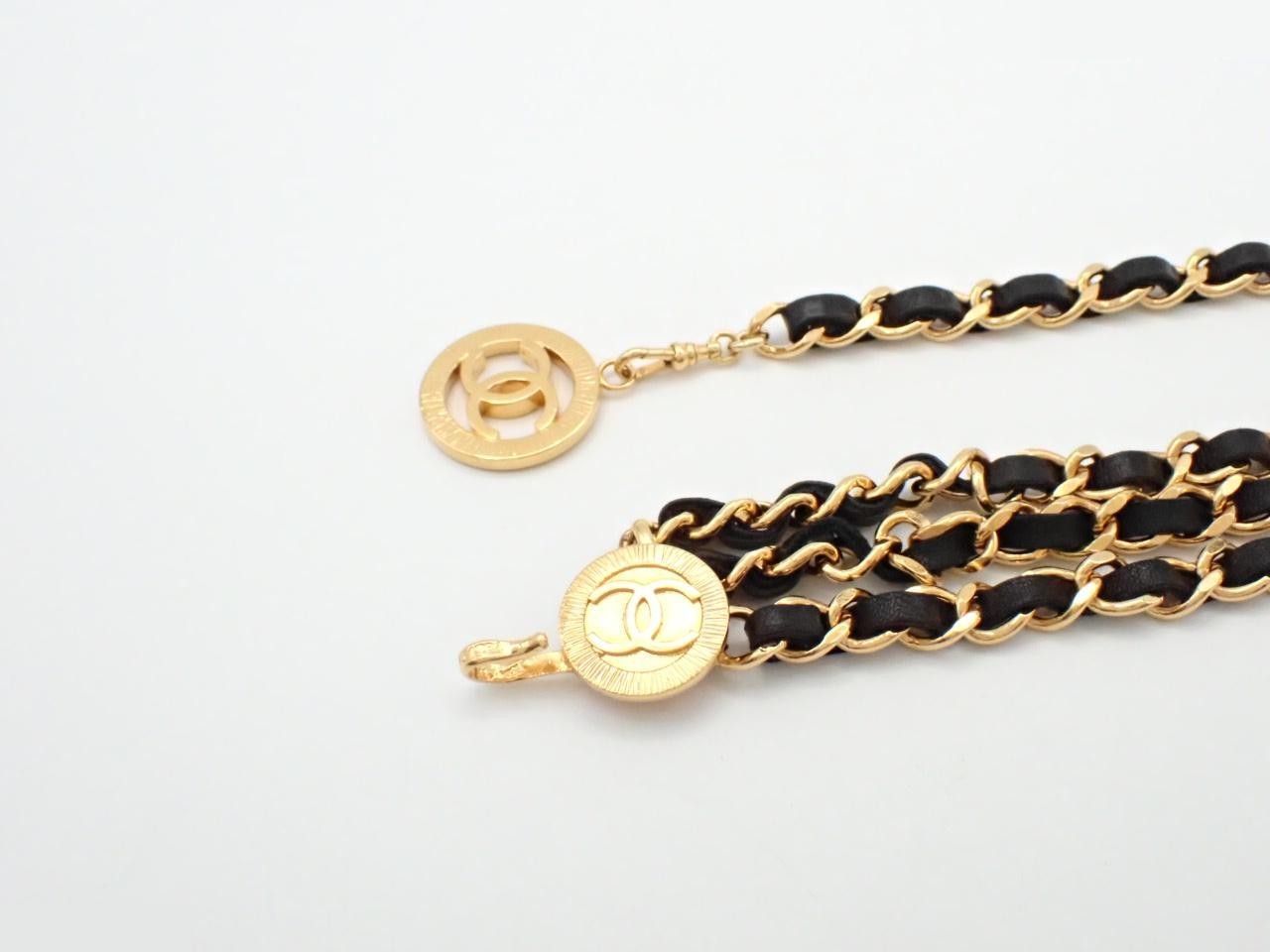 Chain belt, leather x gold, chain approximately 85cm — view 3