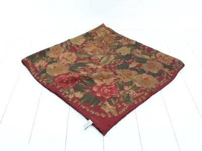 Vintage floral pattern large silk scarf with tags.