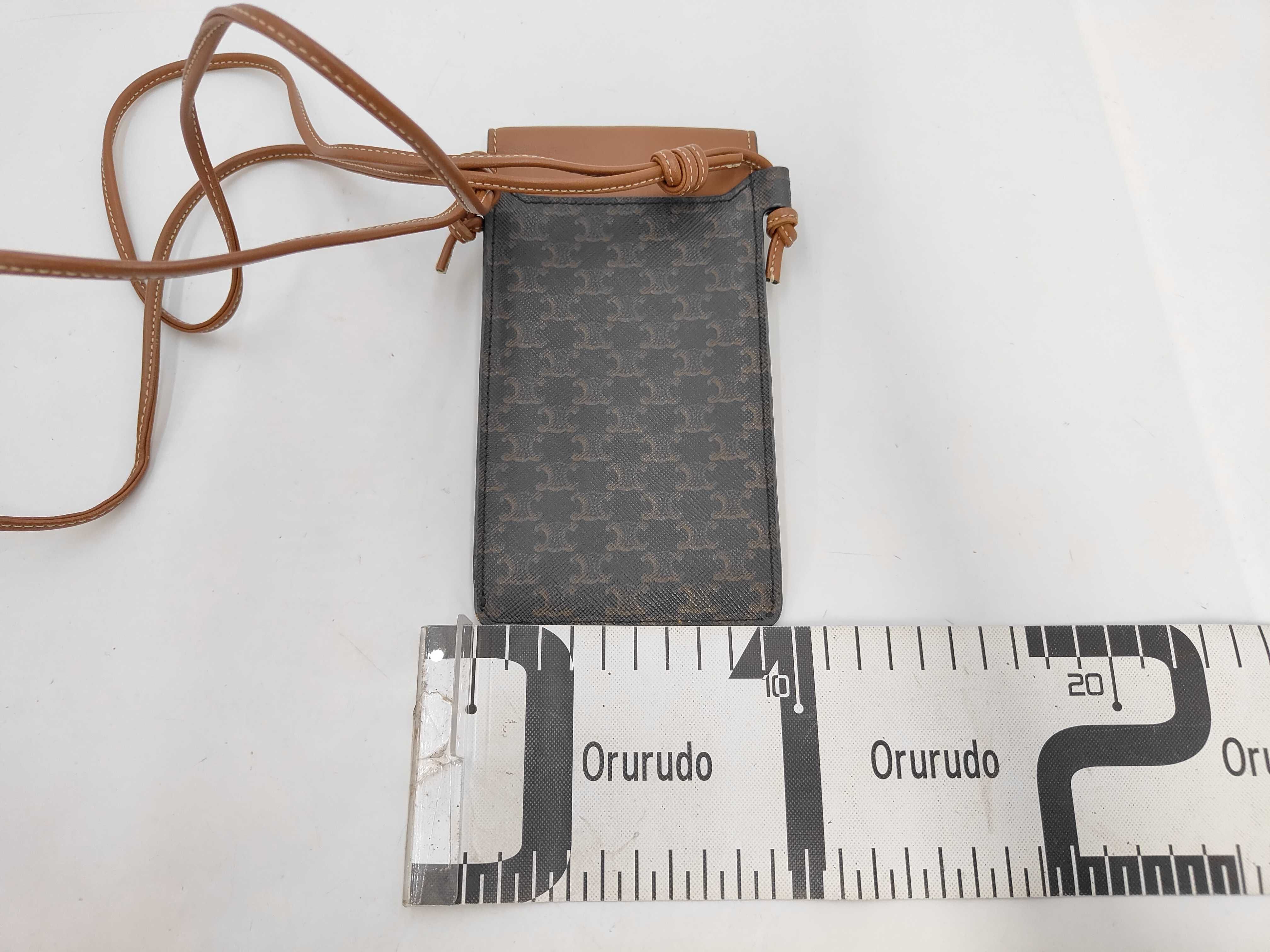 Triomphe Phone Case Shoulder Bag in Brown Coated Canvas — view 2