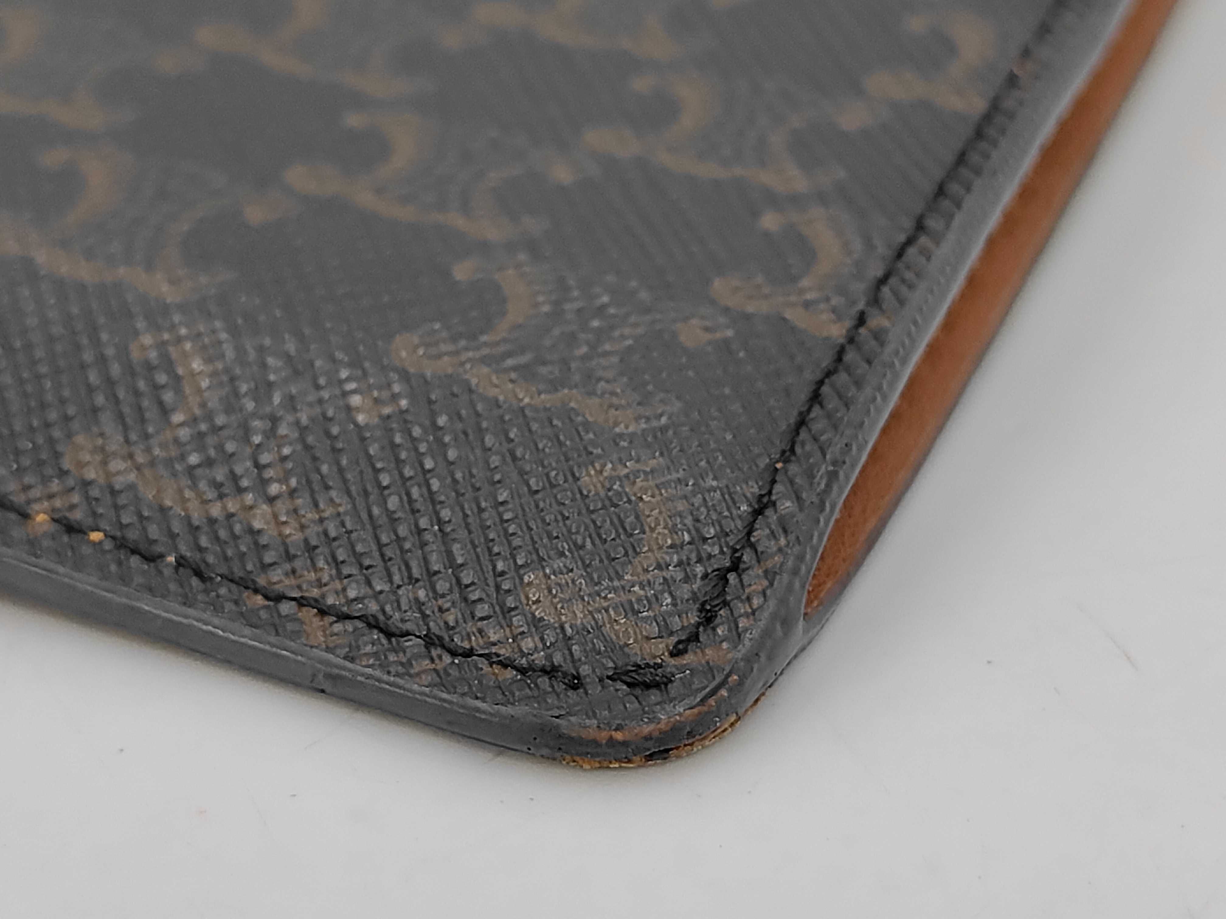 Triomphe Phone Case Shoulder Bag in Brown Coated Canvas — view 3