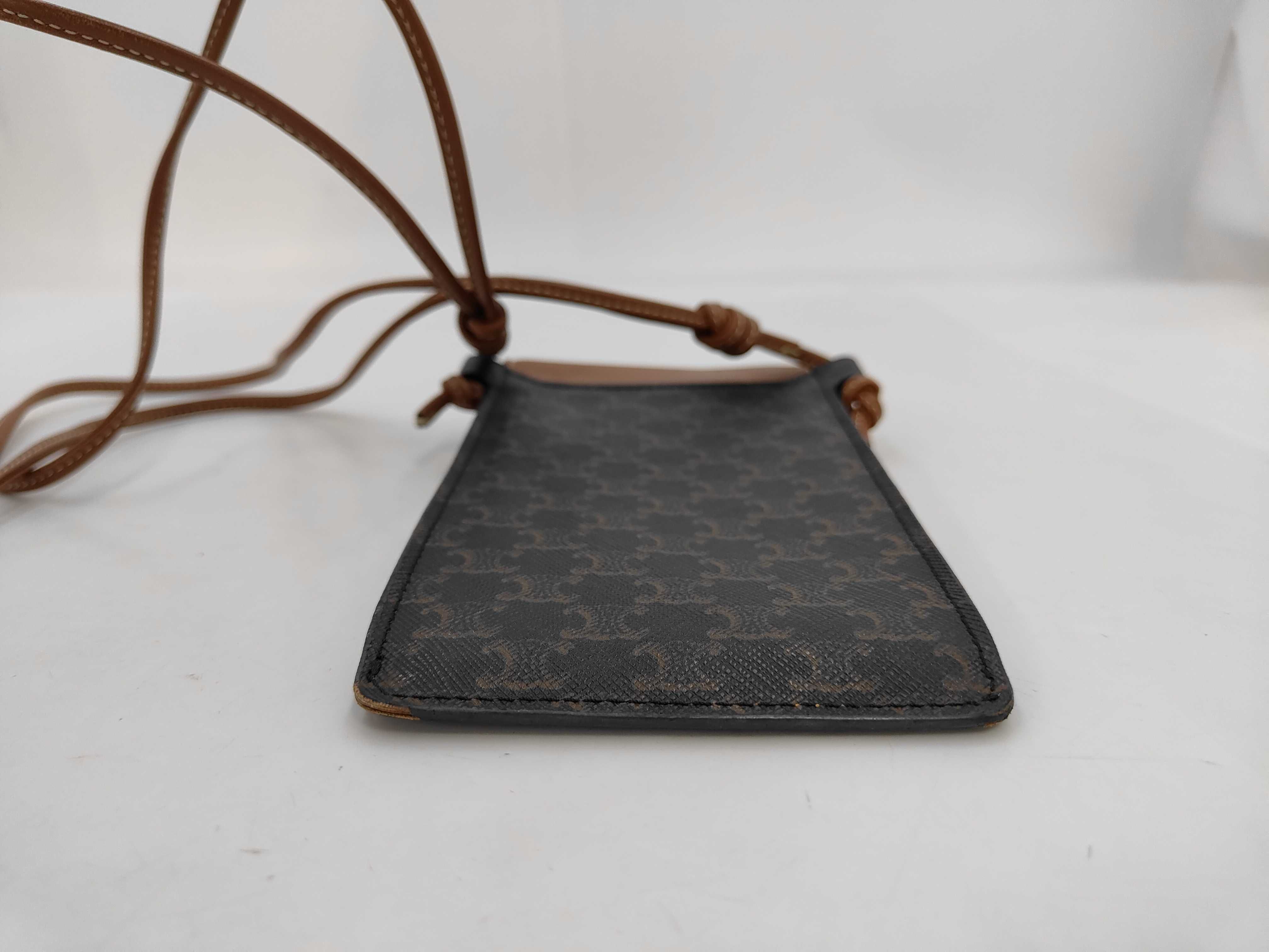Triomphe Phone Case Shoulder Bag in Brown Coated Canvas — view 4