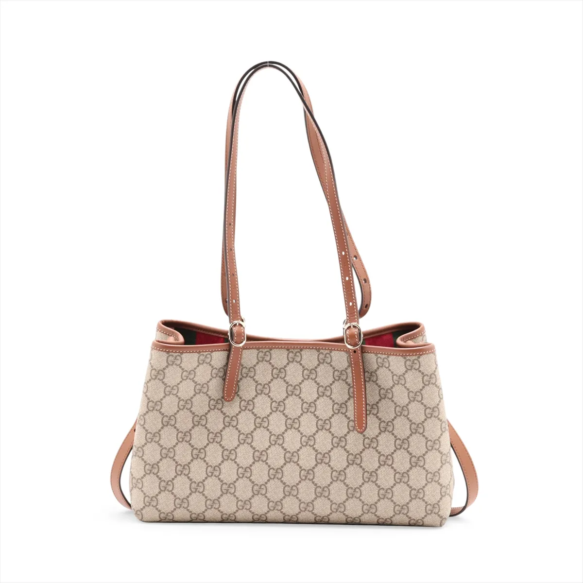 GG Supreme PVC x Leather 2-Way Handbag, Brown 815214 — view 2