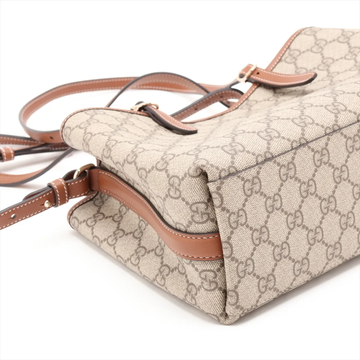 GG Supreme PVC x Leather 2-Way Handbag, Brown 815214 — view 4