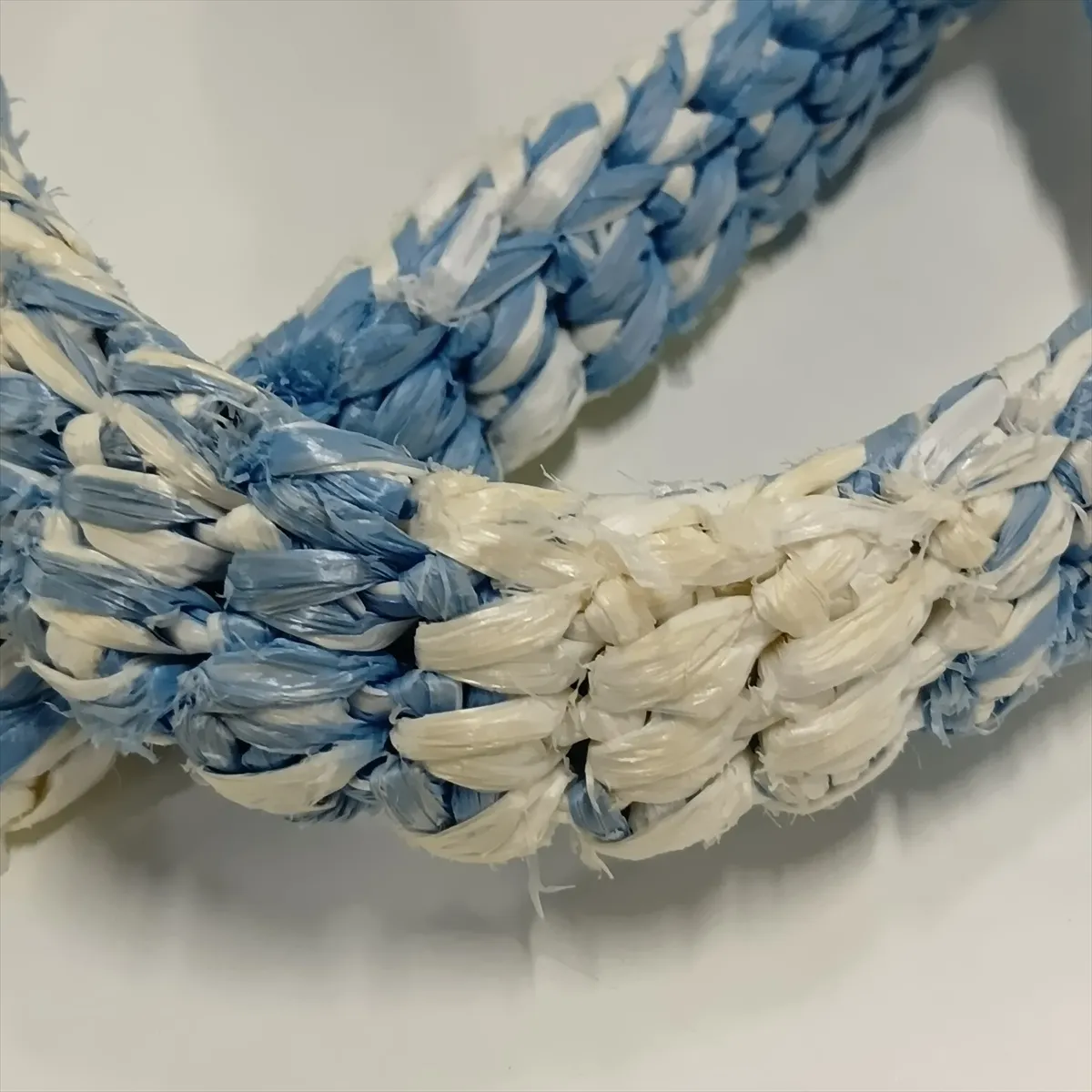 raffia handbag, blue x white — view 11