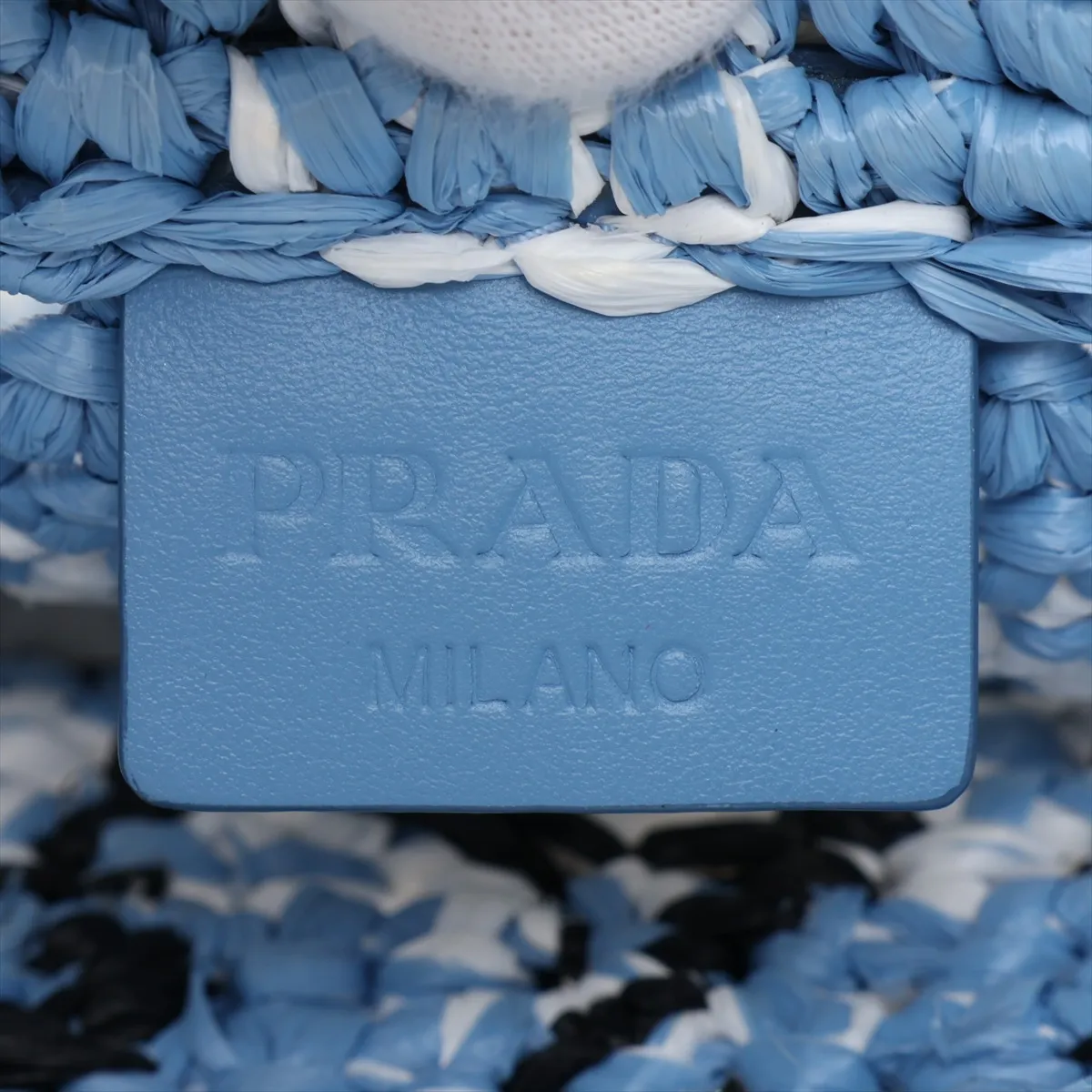 raffia handbag, blue x white — view 8