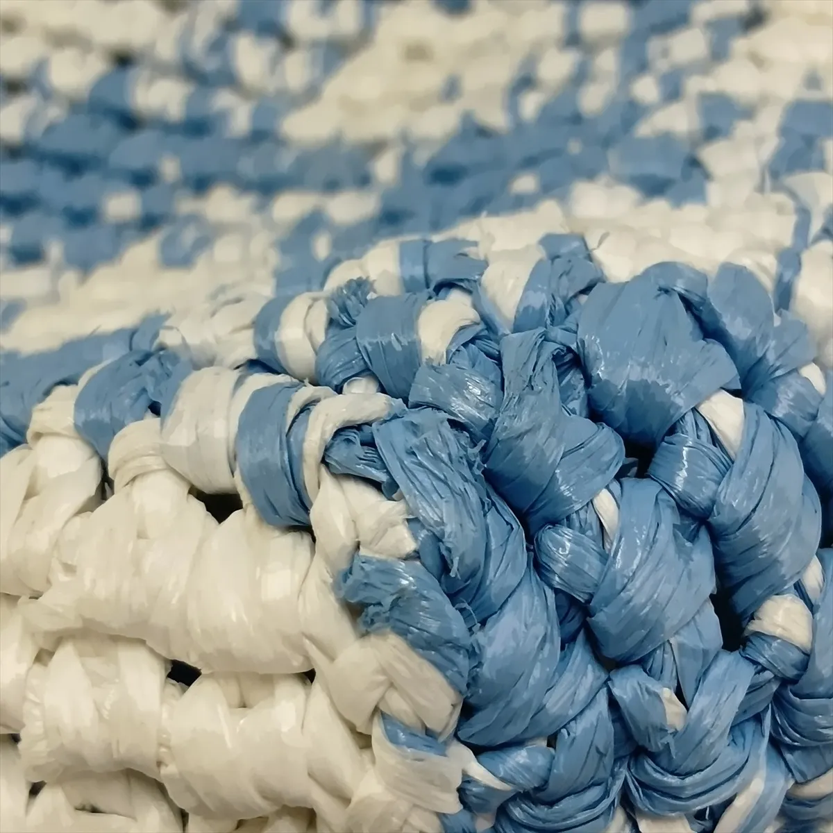 raffia handbag, blue x white — view 9