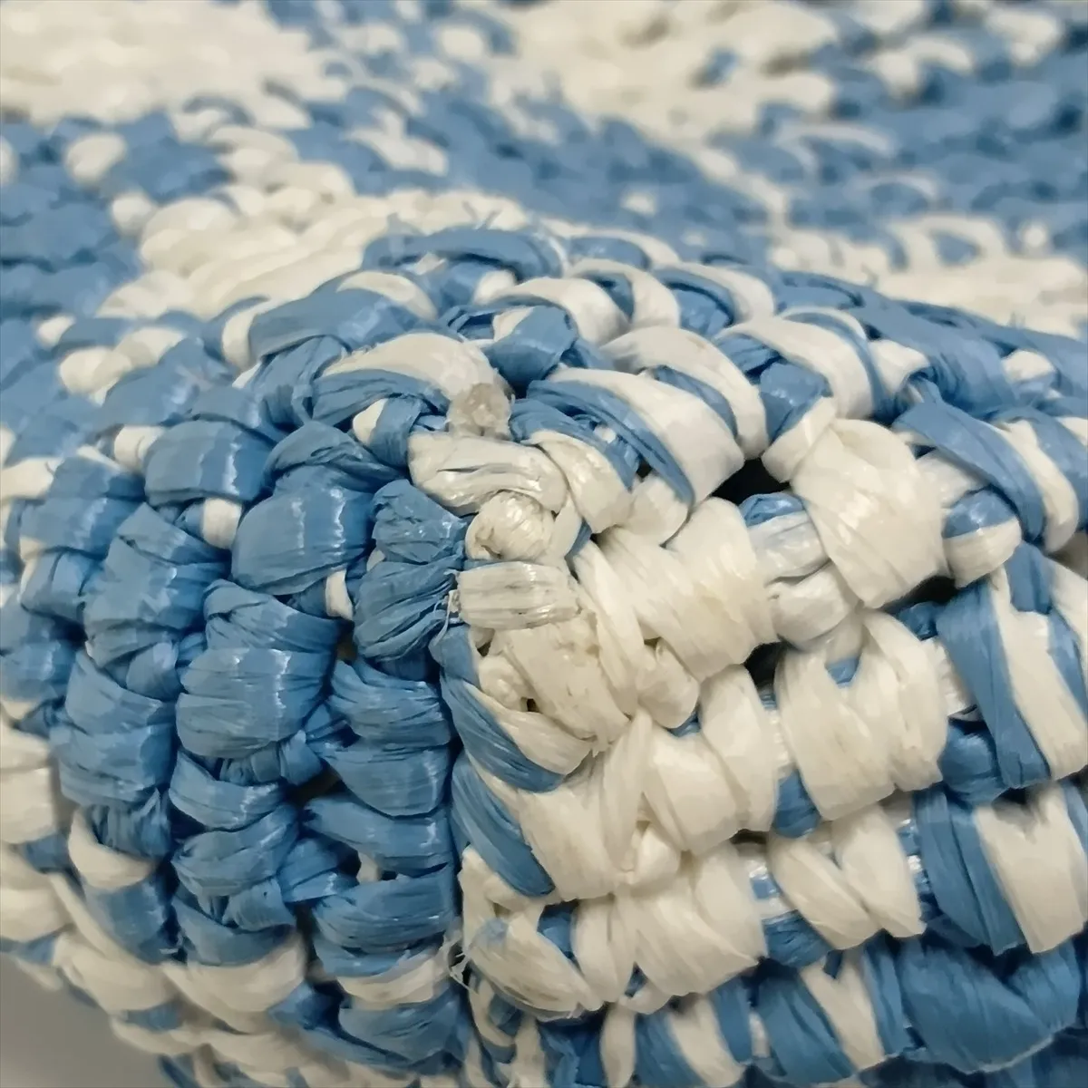 raffia handbag, blue x white — view 10