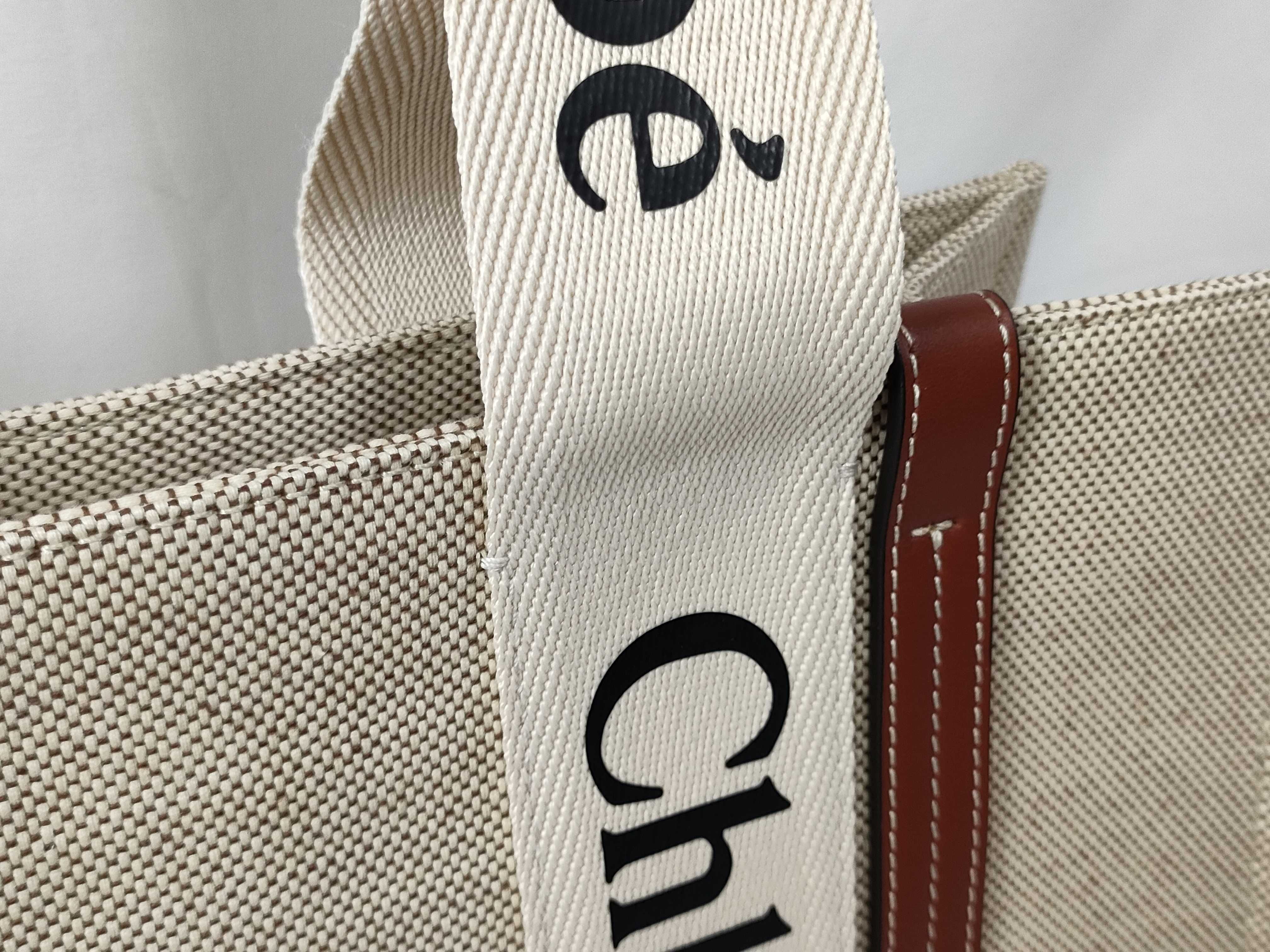 Woody Medium Canvas x Leather Tote Bag — view 3