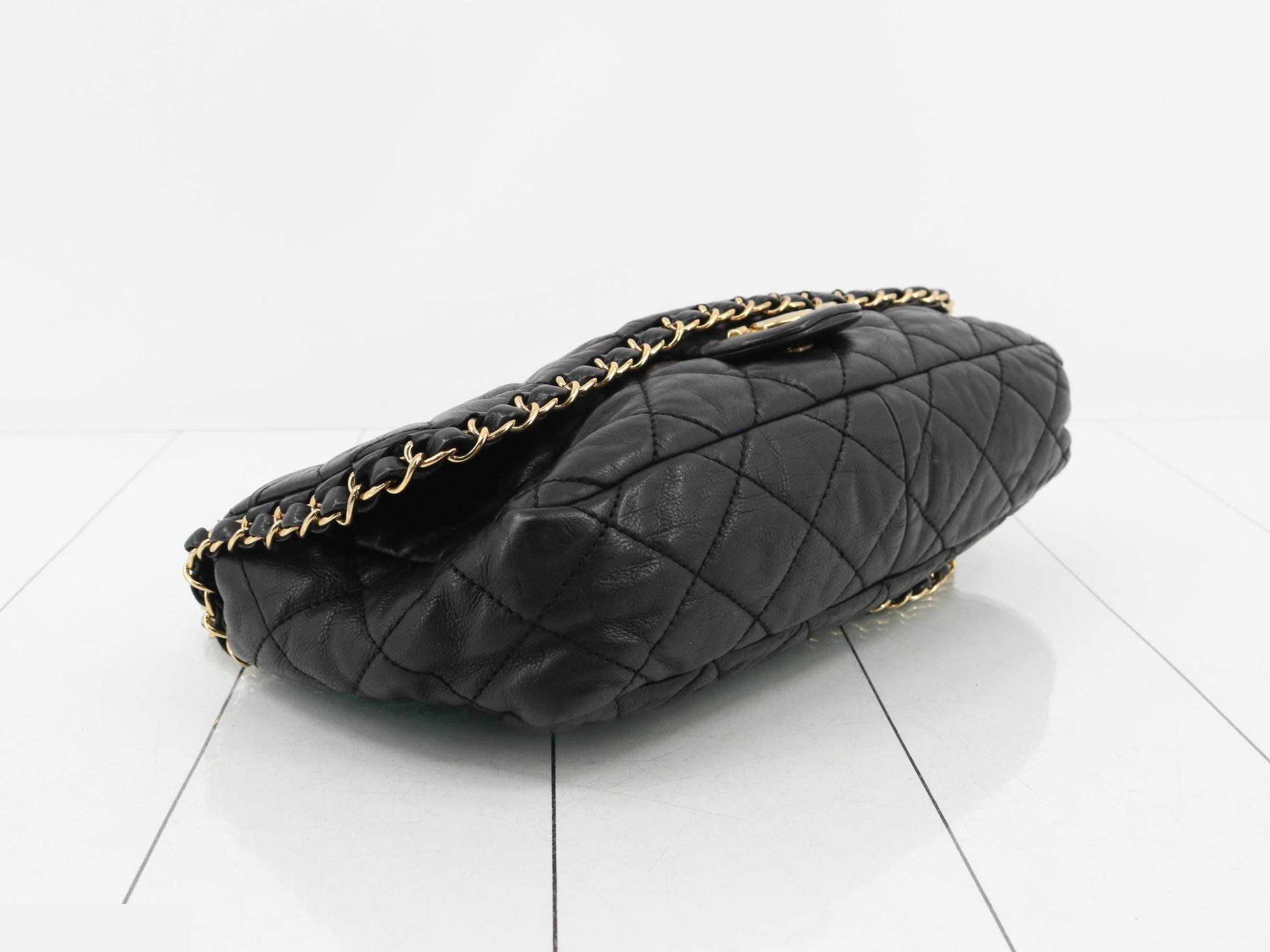 Matelassé Leather Luxury Double Chain Shoulder Bag — view 5