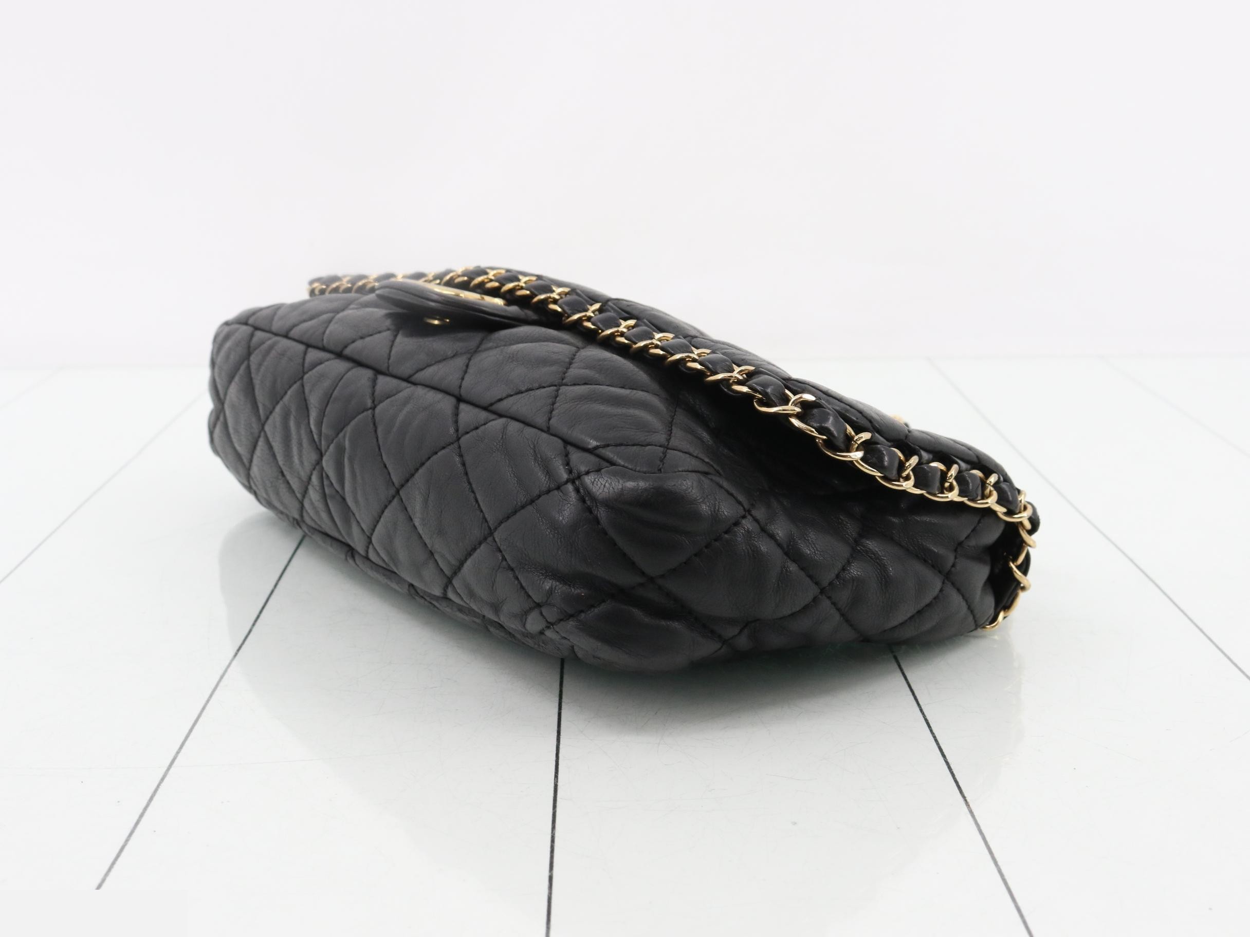 Matelassé Leather Luxury Double Chain Shoulder Bag — view 6