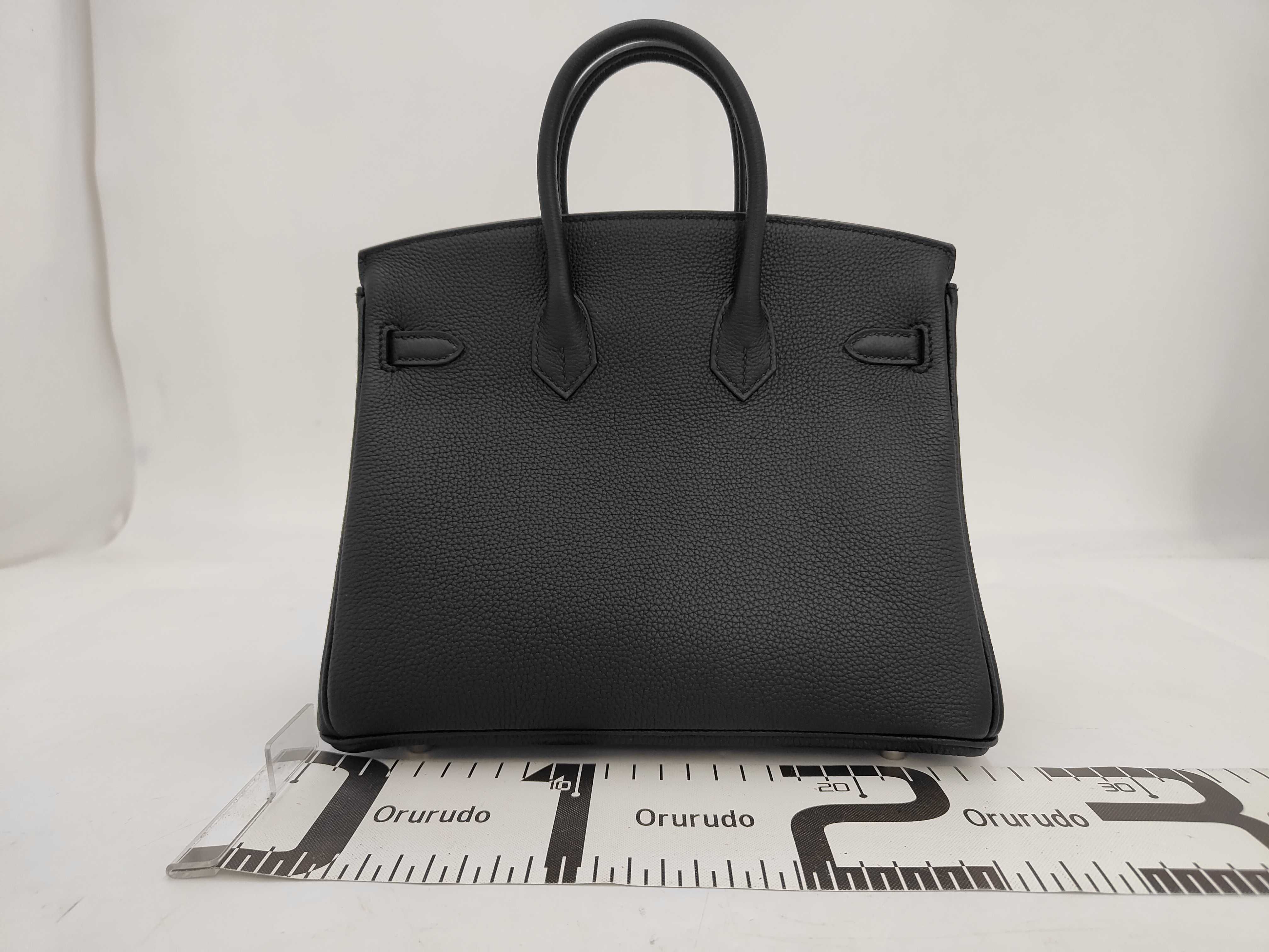 Birkin 25 Togo Black Silver Hardware G Stamp Handbag — view 2