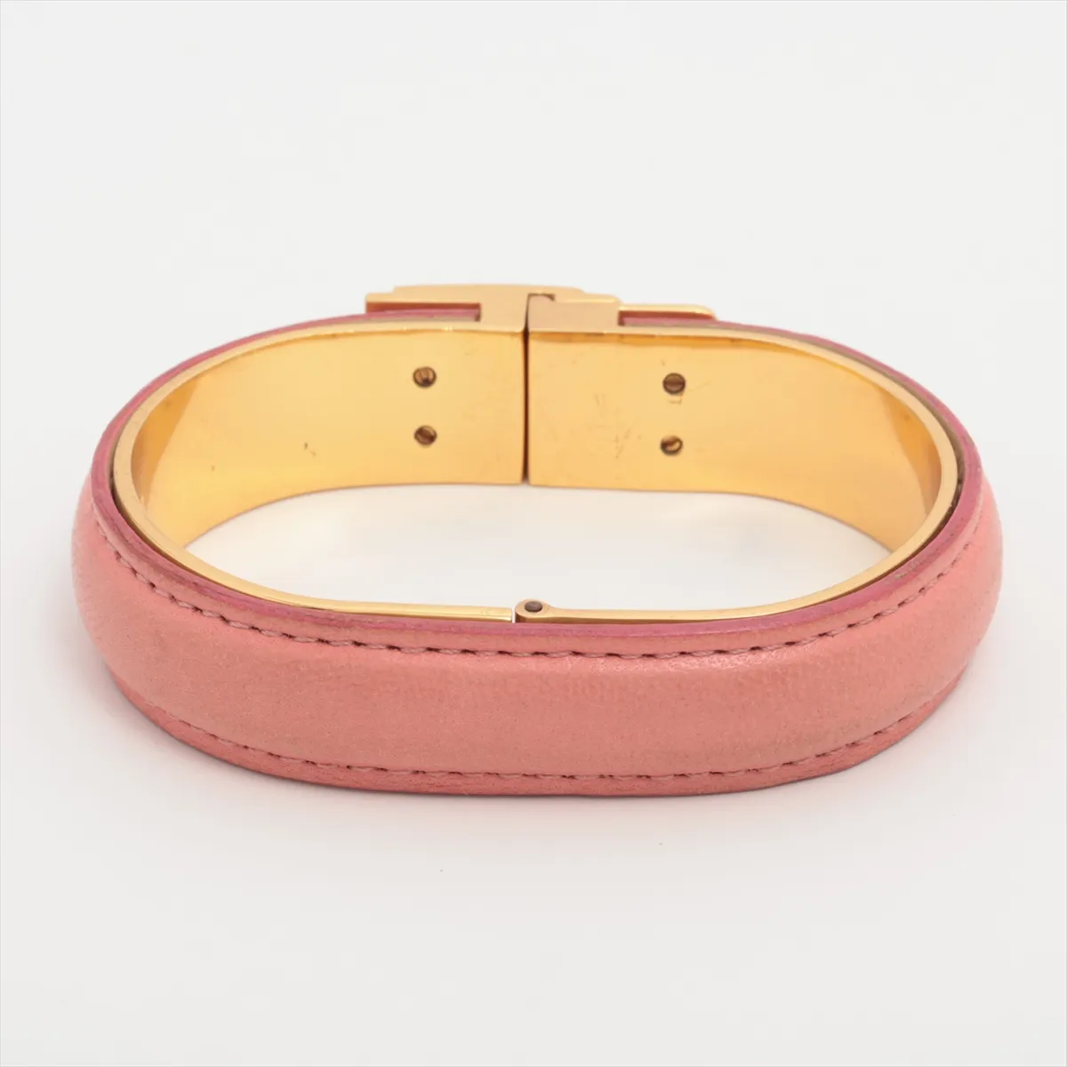 Anagram Bangle, GP x Leather, Pink, — view 2