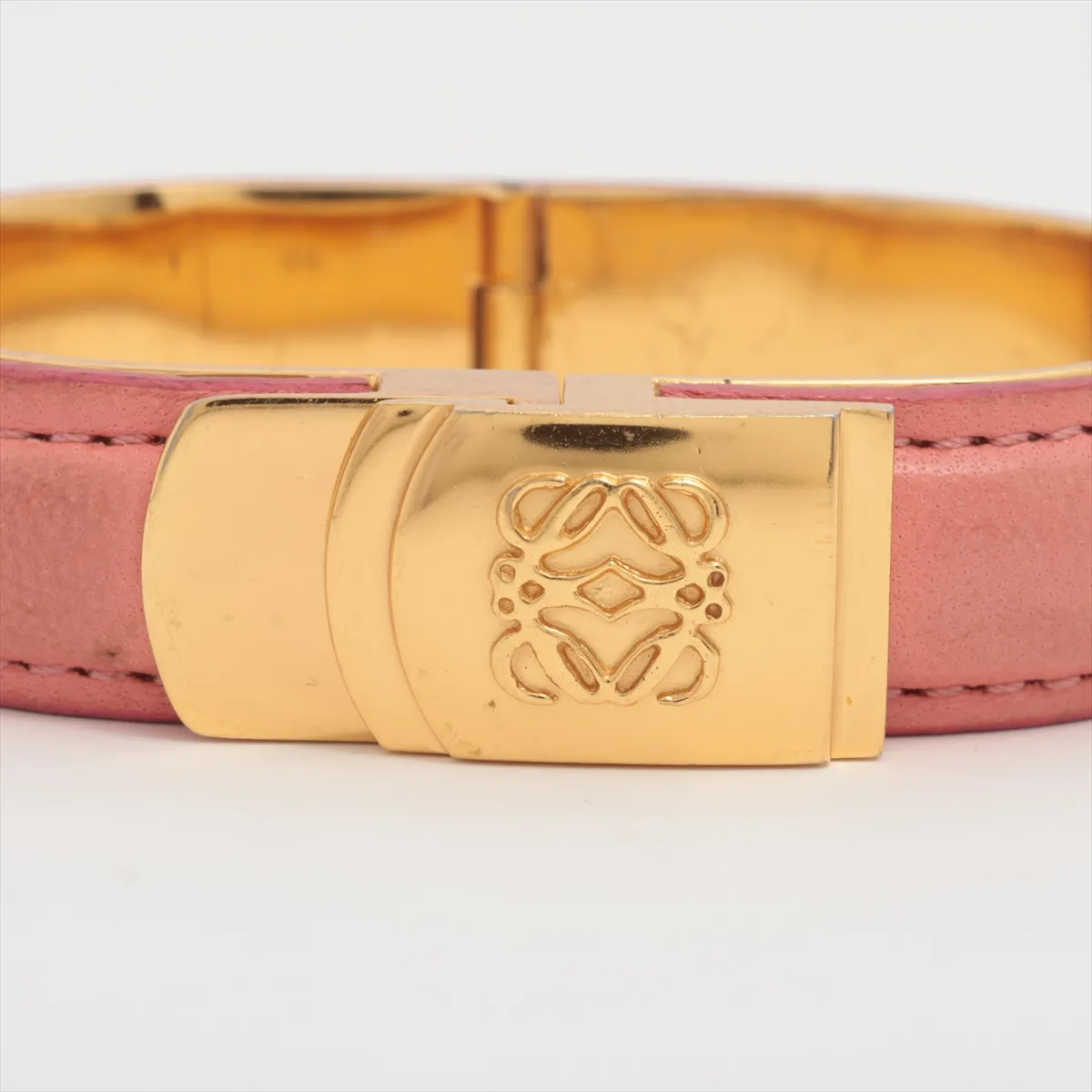 Anagram Bangle, GP x Leather, Pink, — view 3