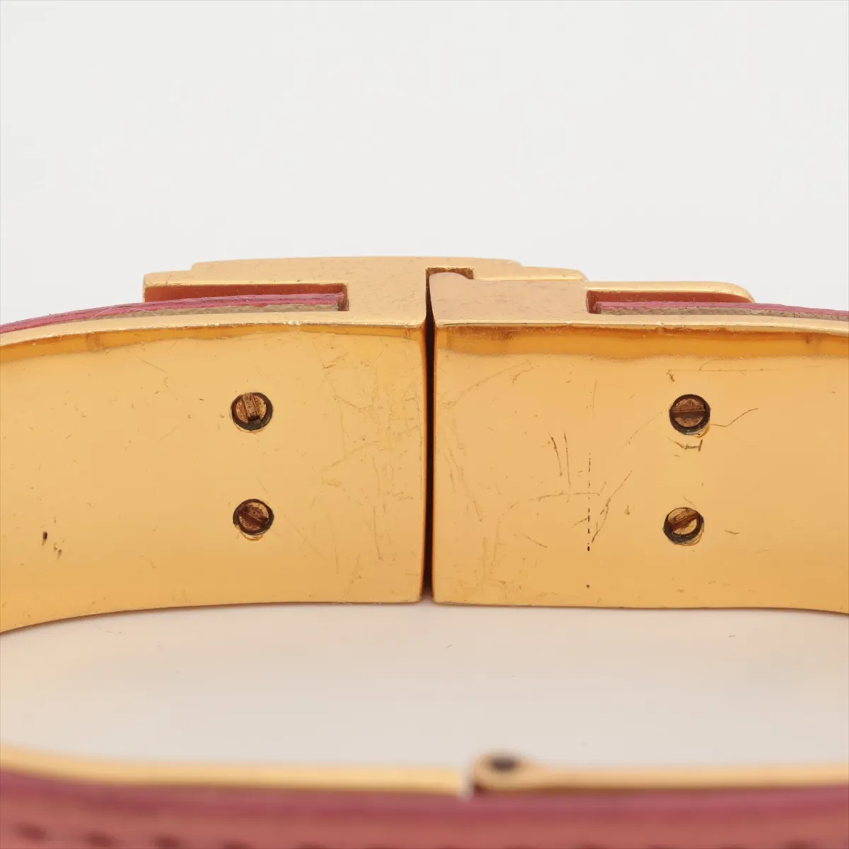 Anagram Bangle, GP x Leather, Pink, — view 4