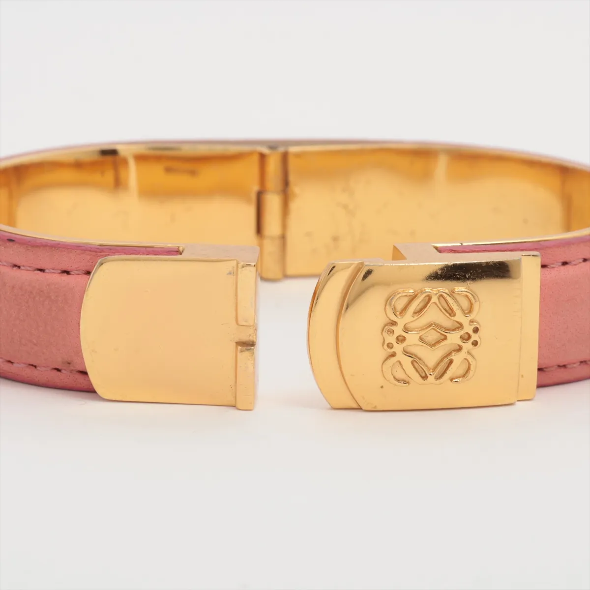 Anagram Bangle, GP x Leather, Pink, — view 5