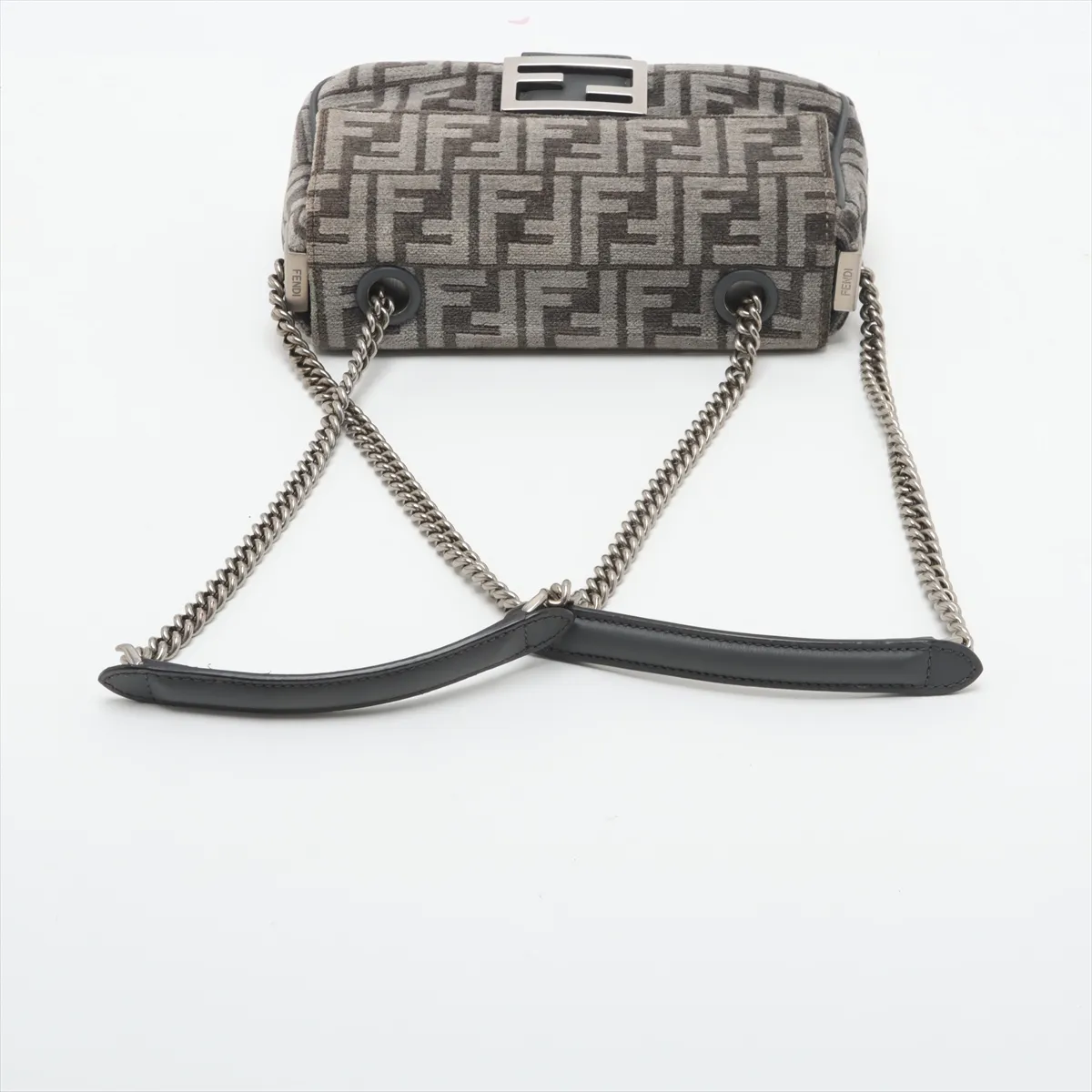 Zucca Bucket Fabric x Leather Chain Shoulder Bag, Gray, 8BR793 — view 5