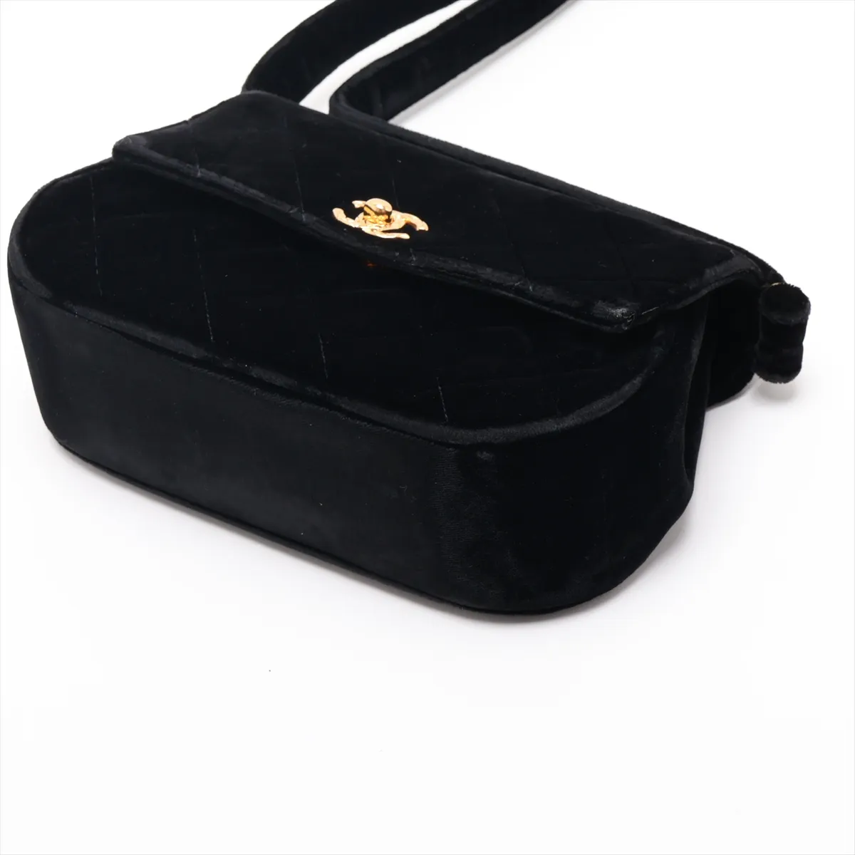 Matelassé Velour Shoulder Bag, Black with Gold Hardware, 3005358, Series 3 — view 3