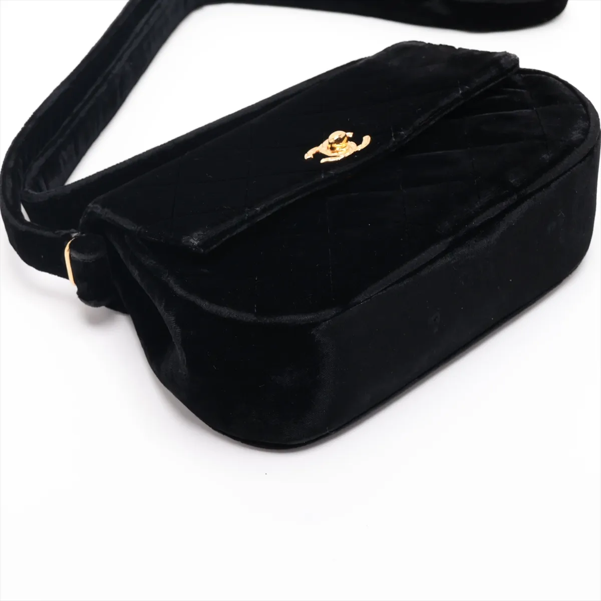 Matelassé Velour Shoulder Bag, Black with Gold Hardware, 3005358, Series 3 — view 4