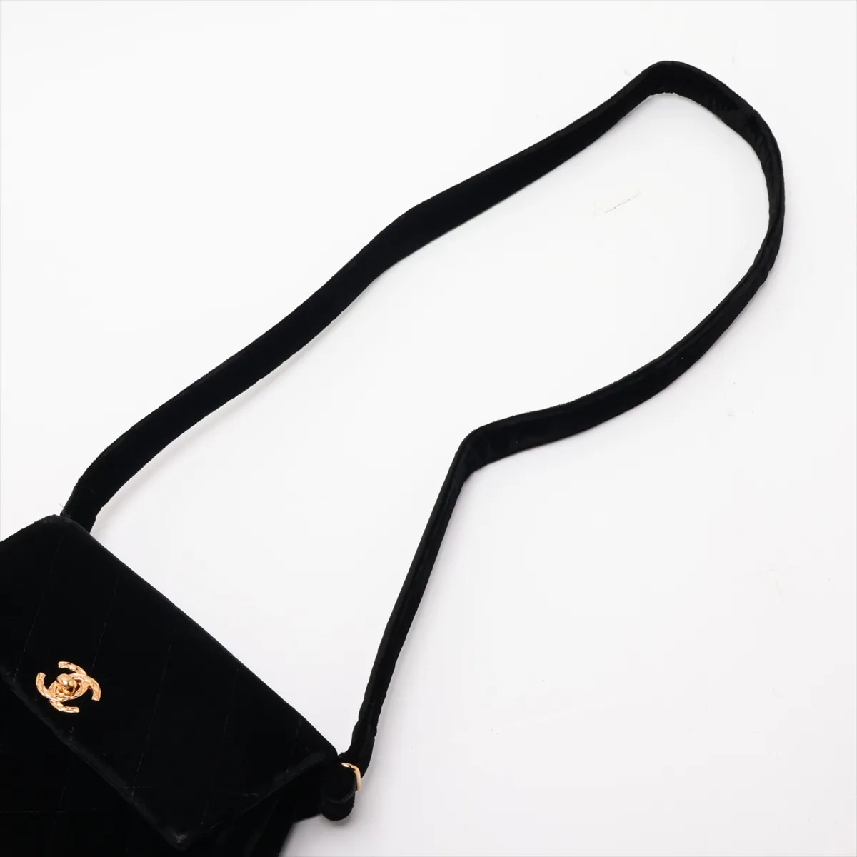Matelassé Velour Shoulder Bag, Black with Gold Hardware, 3005358, Series 3 — view 5