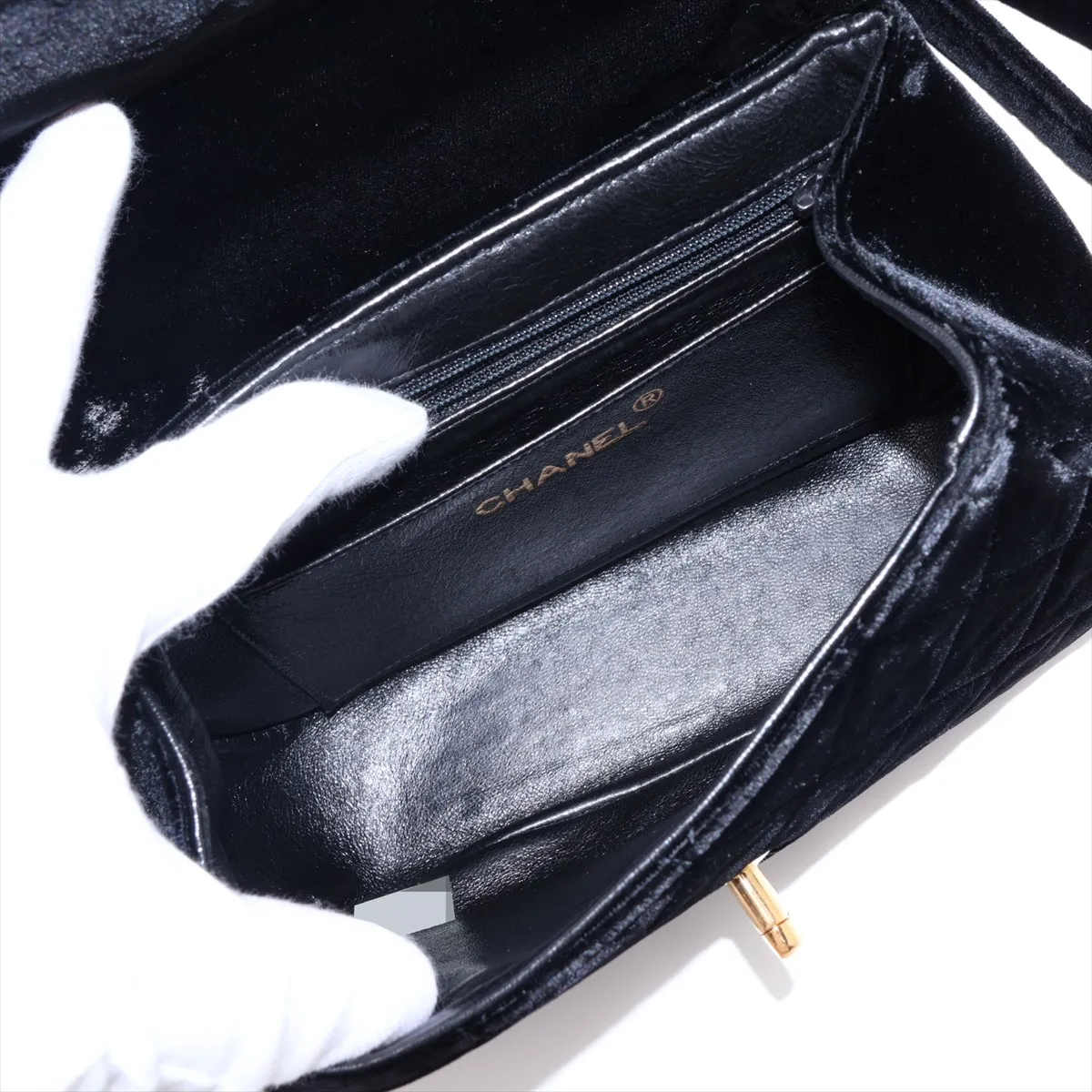Matelassé Velour Shoulder Bag, Black with Gold Hardware, 3005358, Series 3 — view 6