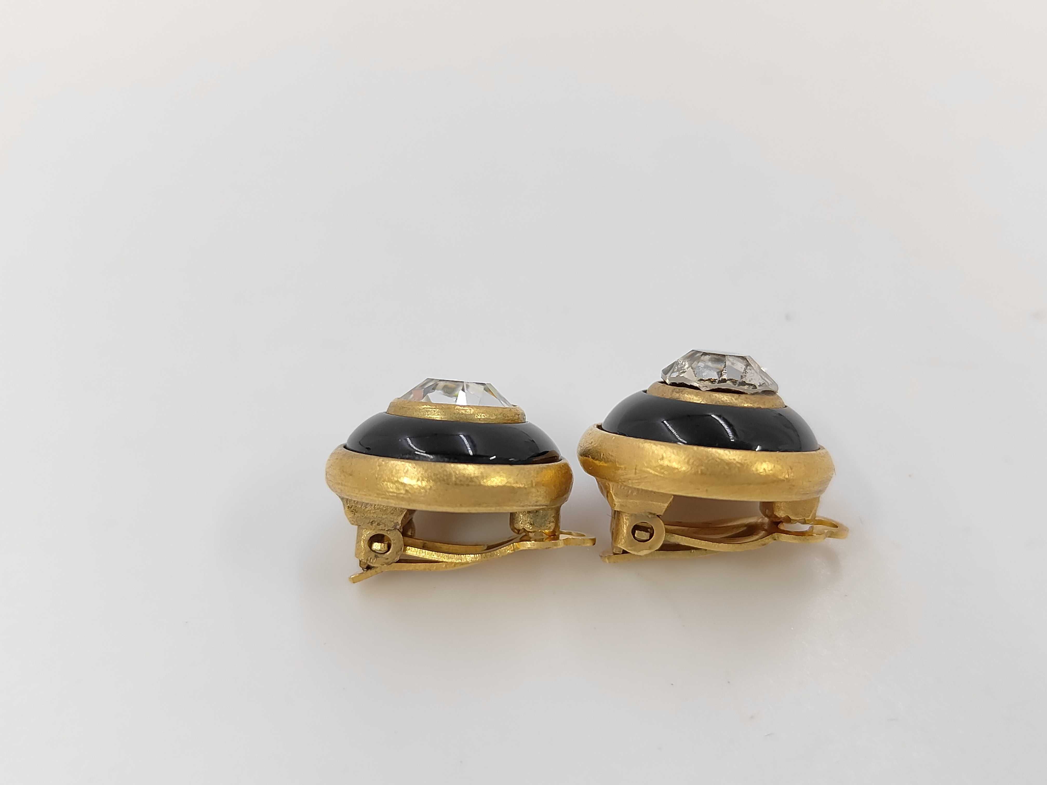 Black Gold Plated Rhinestone Earrings (with comments) — view 3