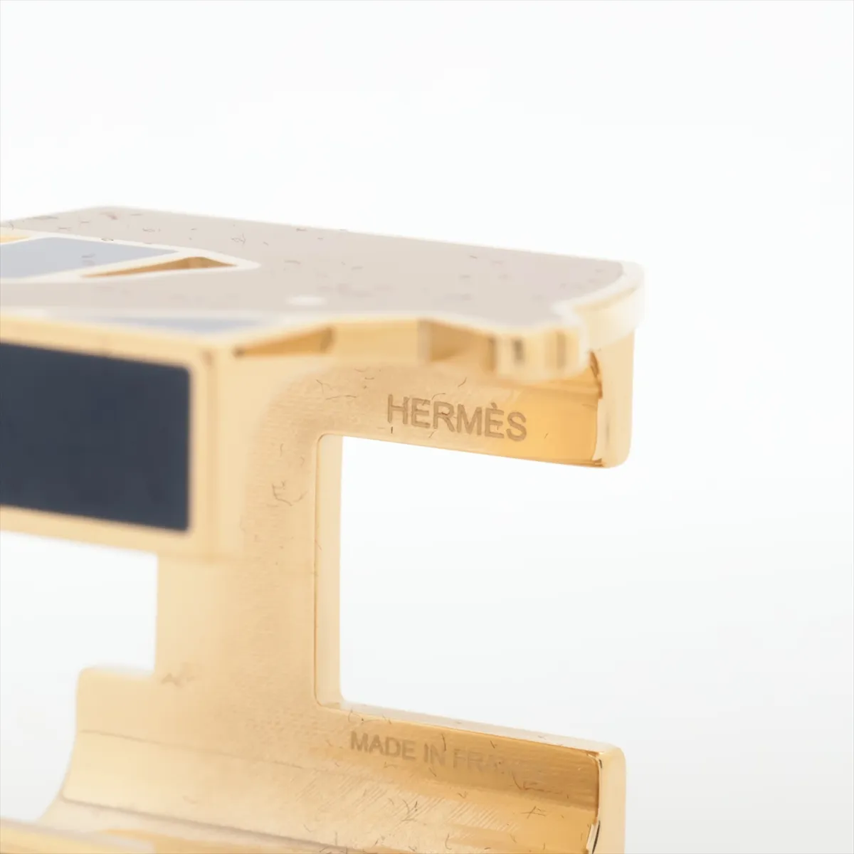 H Cheval Scarf Ring GP Navy x Gold — view 3
